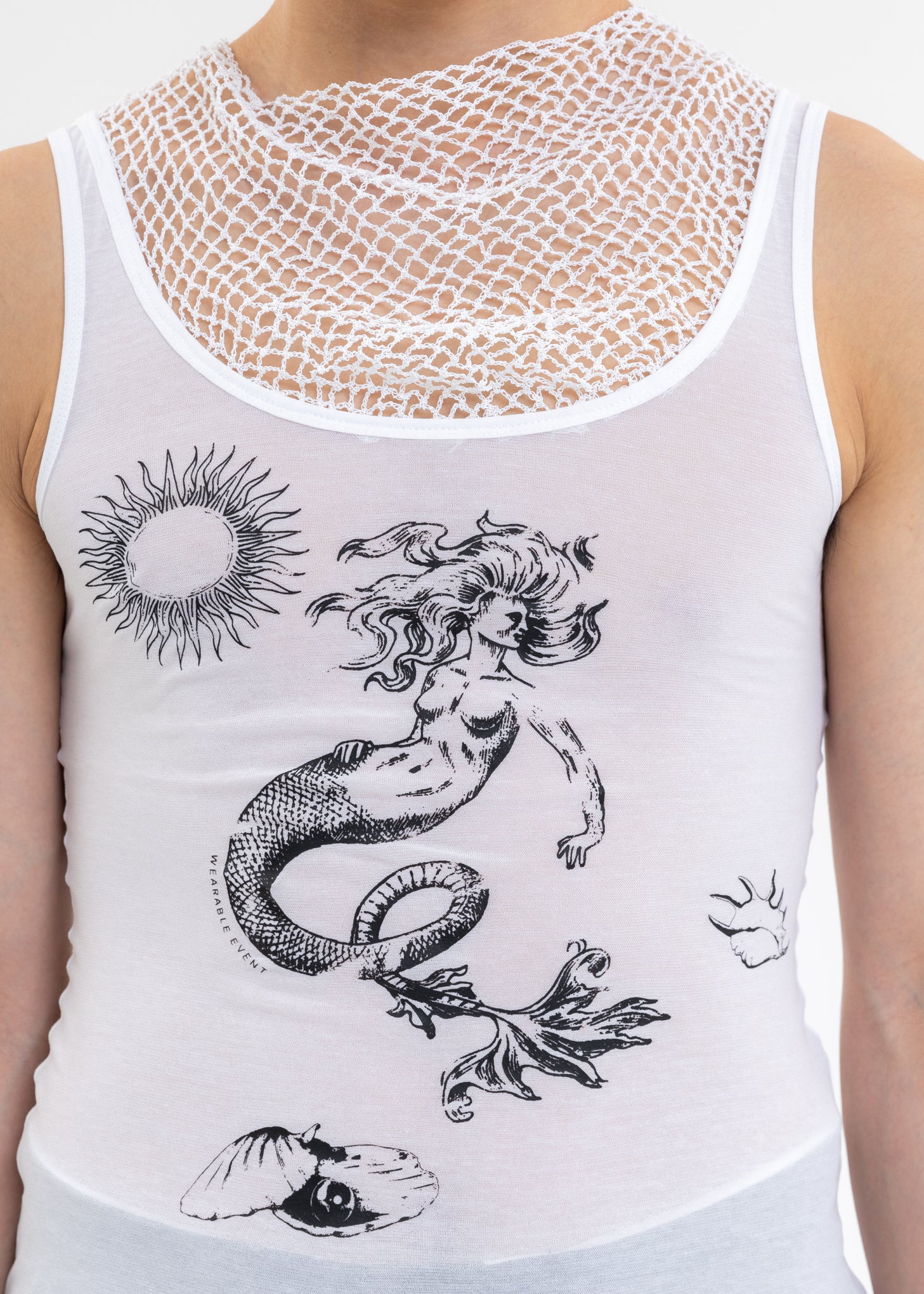 White Printed Crocheted Vest - Image 4