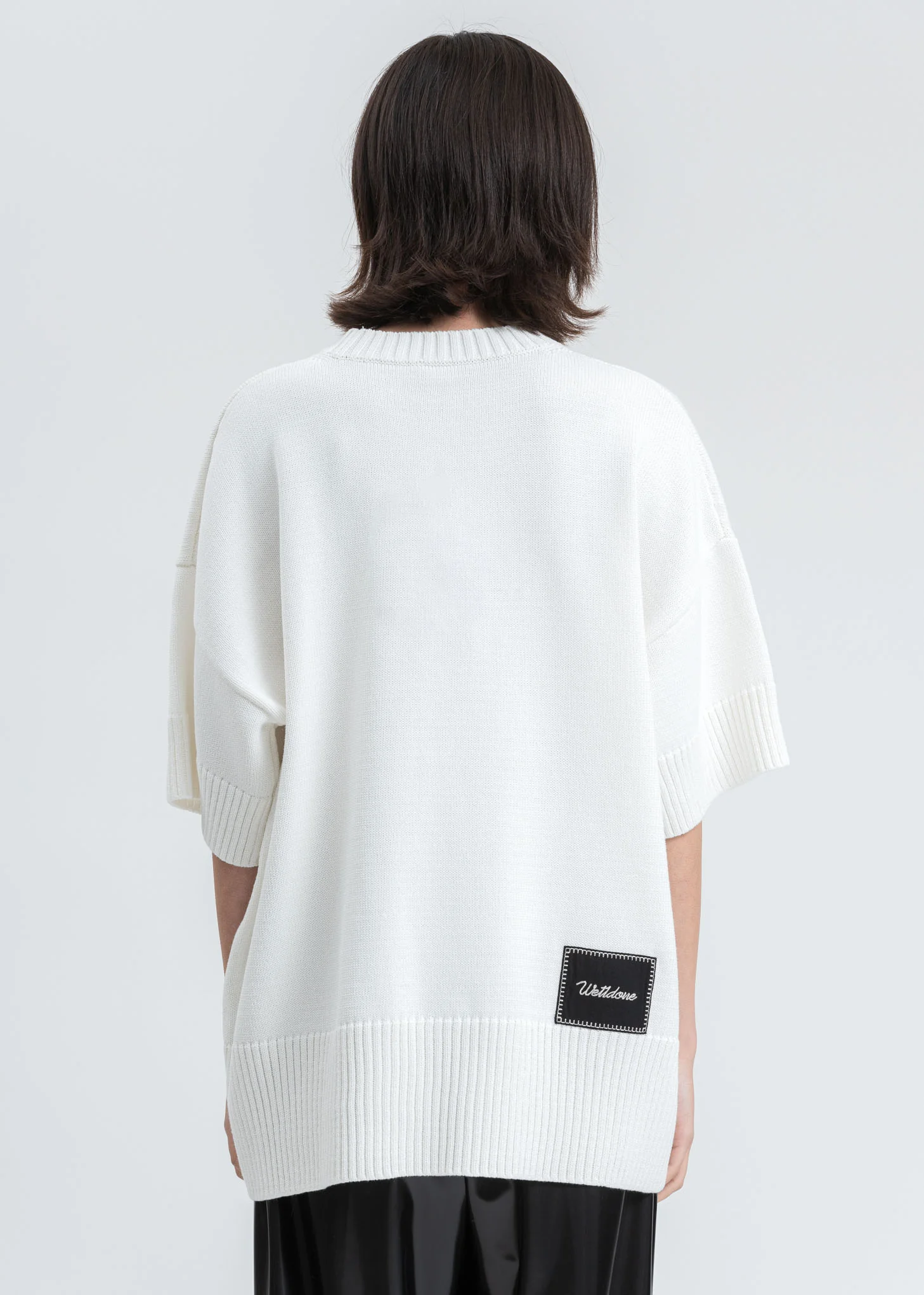 White Printed Short Sleeve Sweater - Image 4
