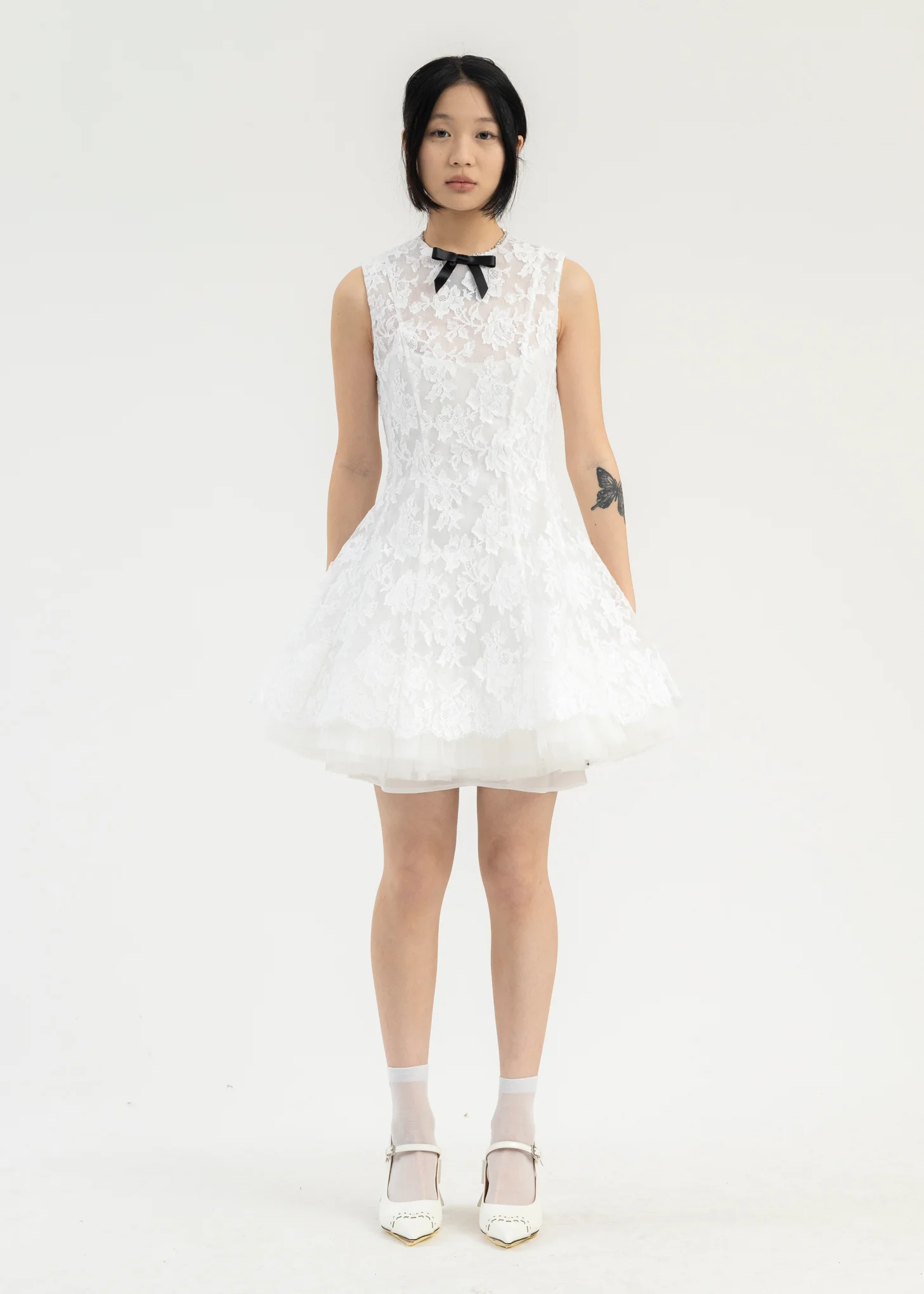 White Puffy Sleeveless Dress
