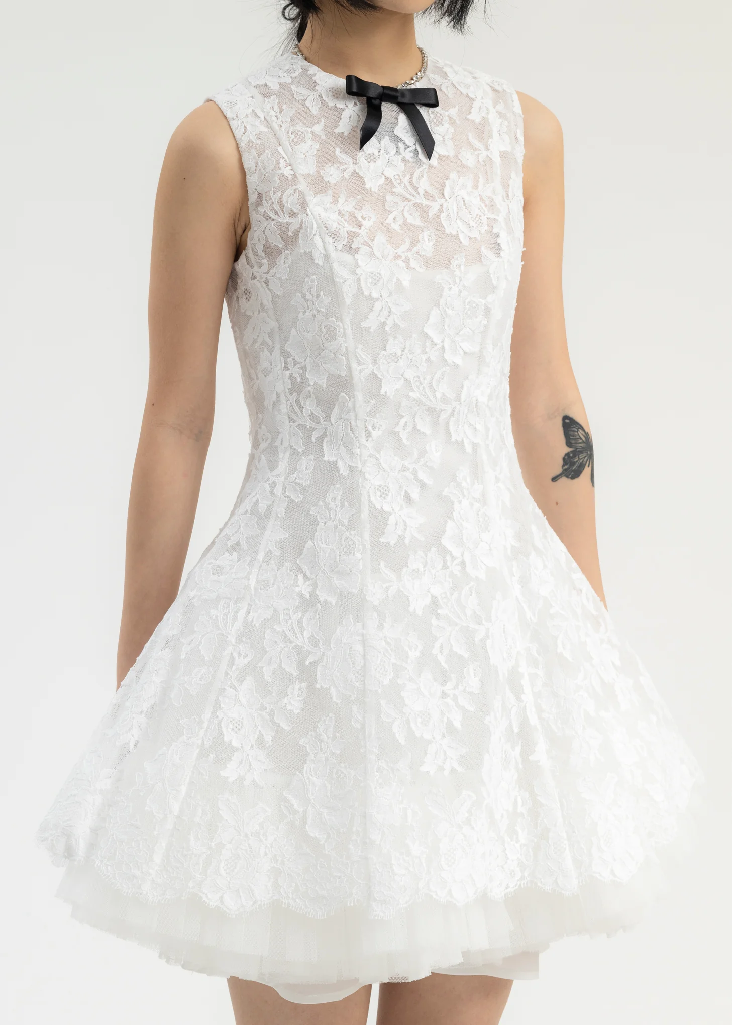 White Puffy Sleeveless Dress - Image 2