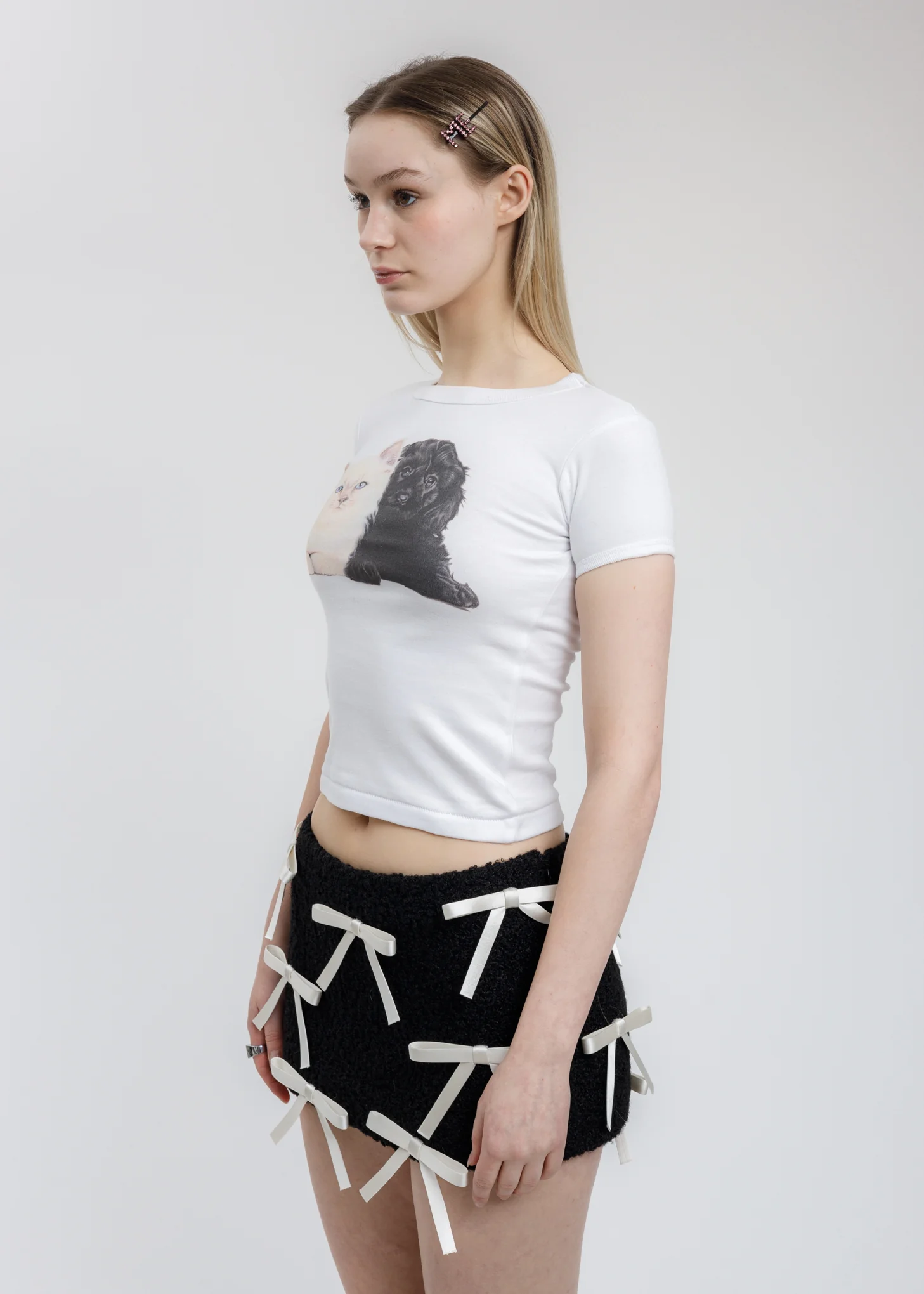 White Puppy Kitten Baby Tee - Image 3