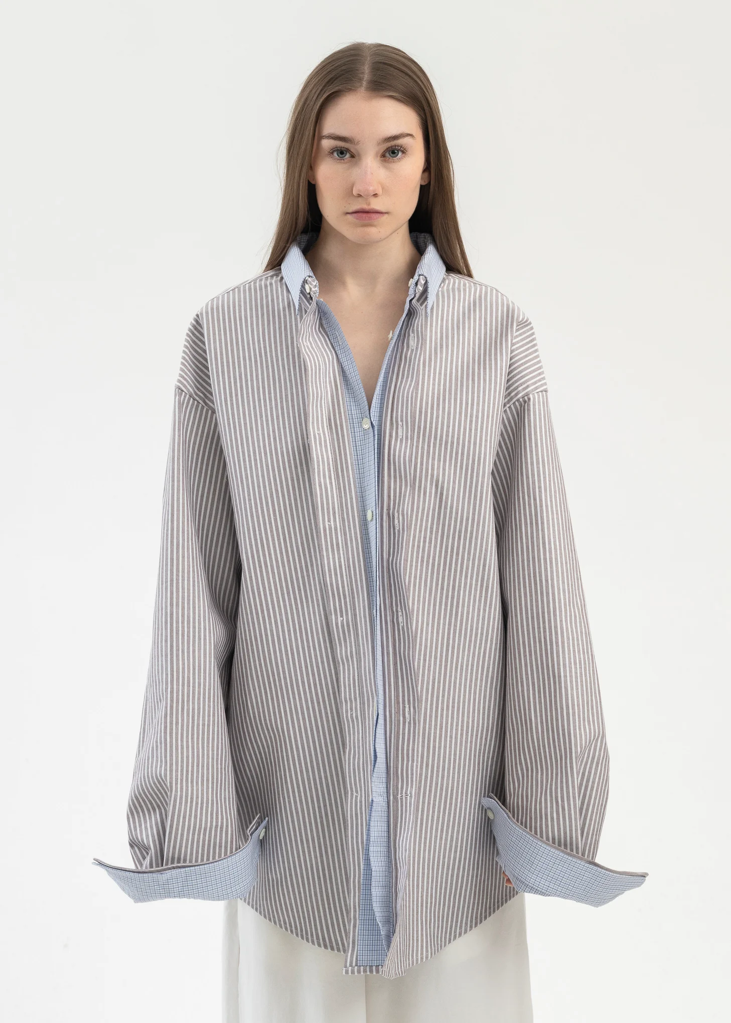 White/Purple And Blue Layered Shirt