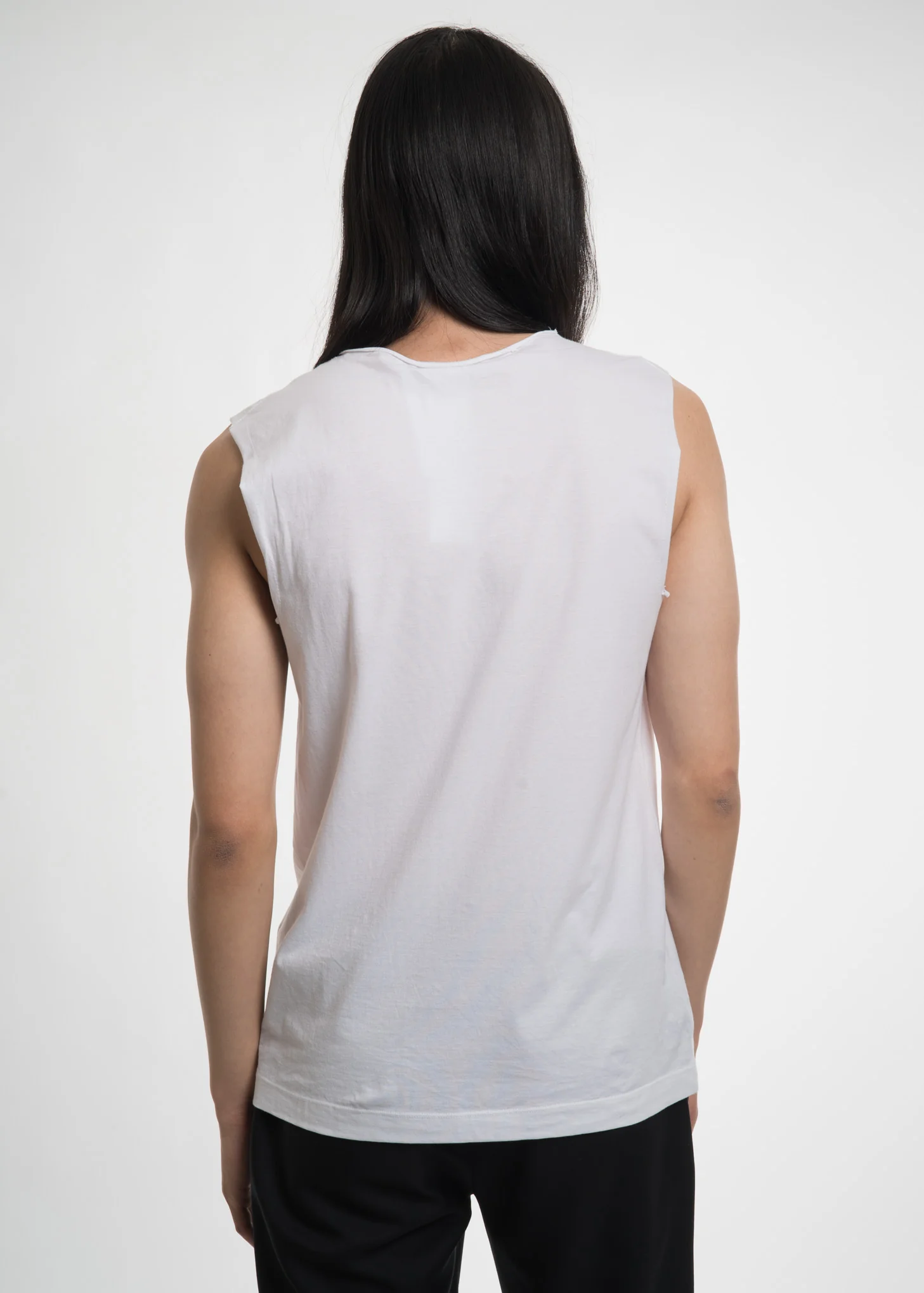 White Raw Edge Muscle Tank - Image 3