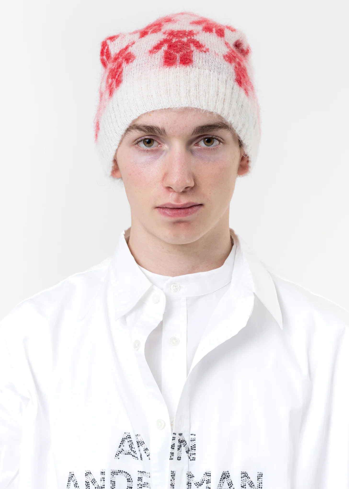 White Red Teddies Beanie