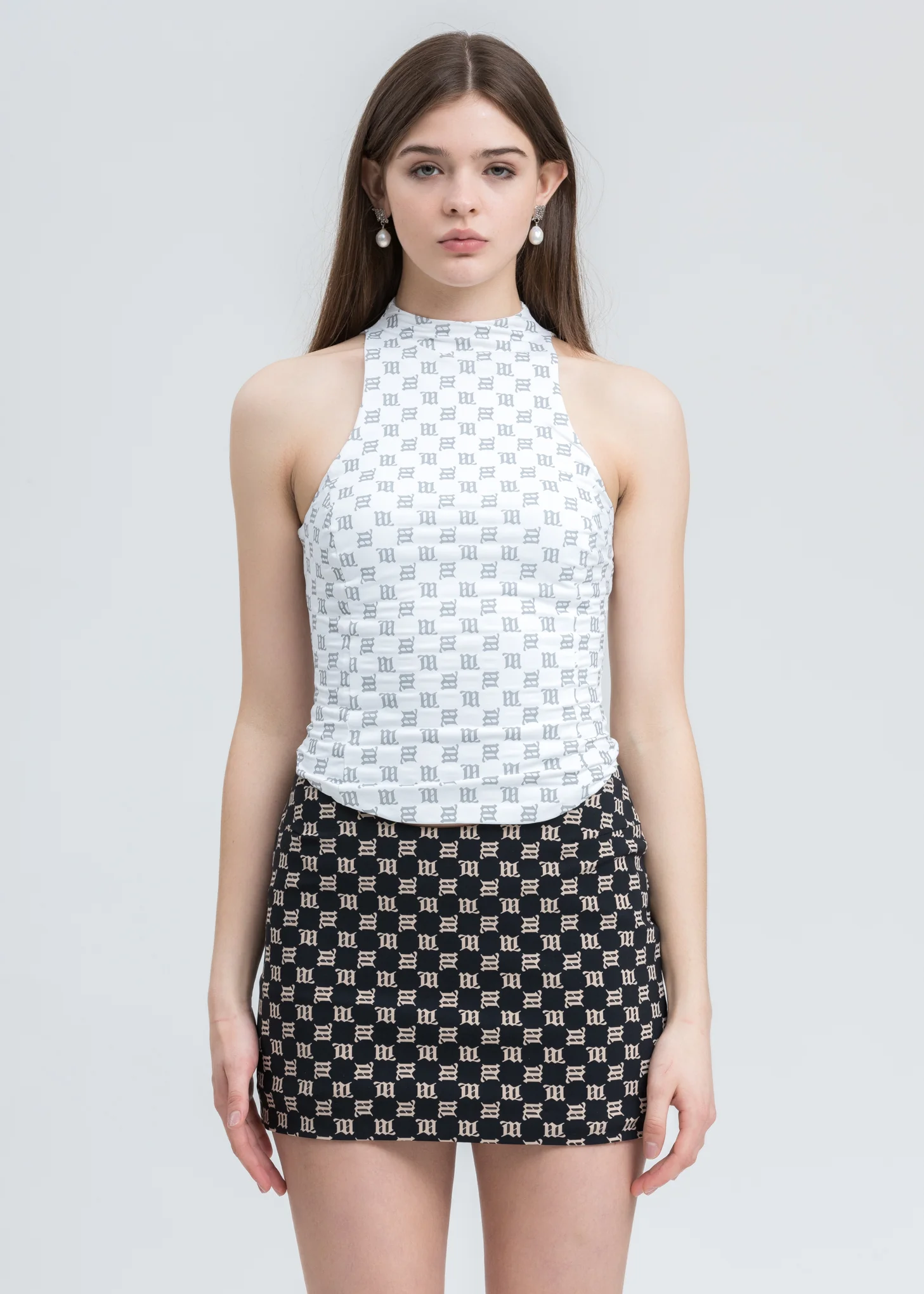 White Reflective Monogram Lara Top