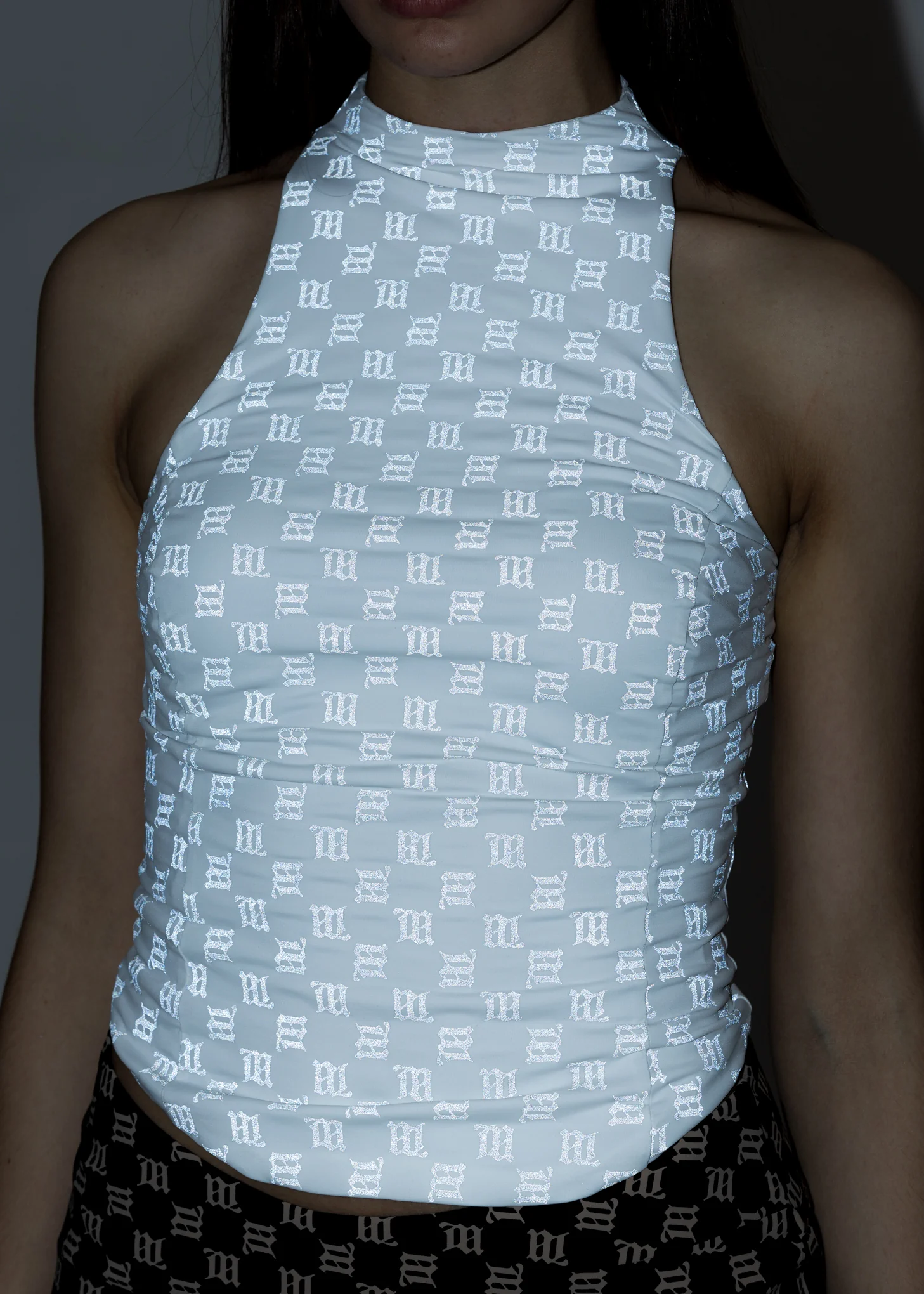 White Reflective Monogram Lara Top - Image 6