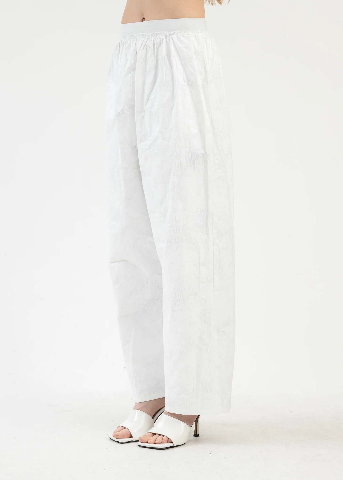 White Relax Crinkled Pants - Image 2