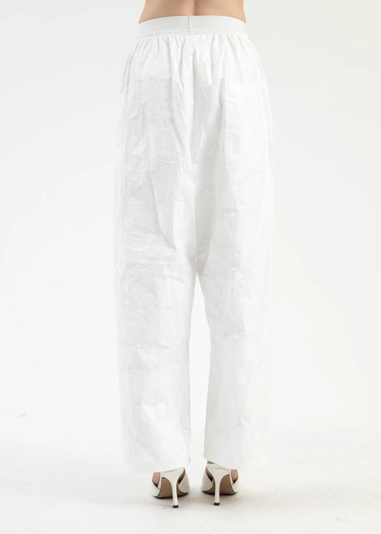 White Relax Crinkled Pants - Image 3