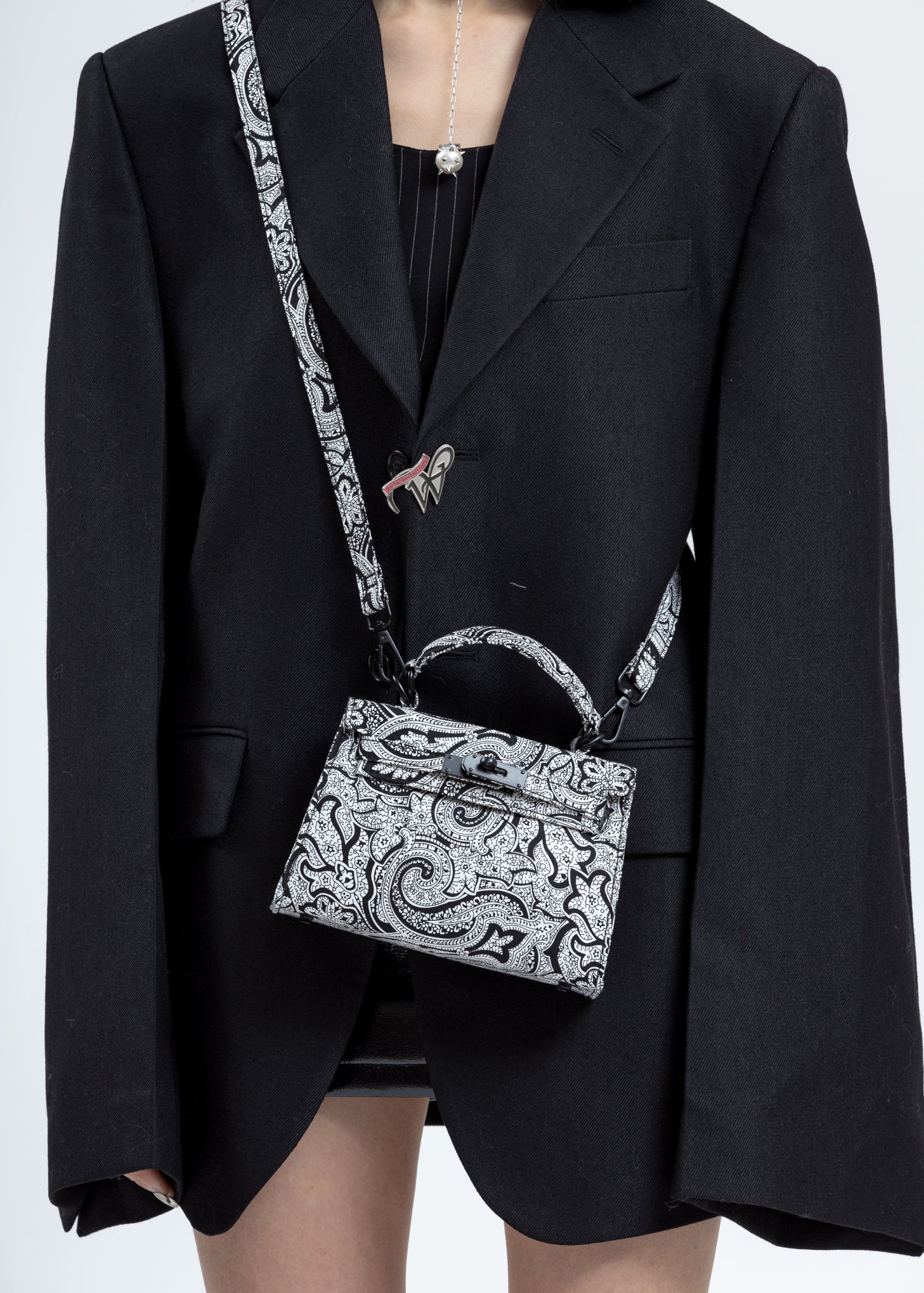 White Remade Bandana Bag (Black Buckle) - Image 3