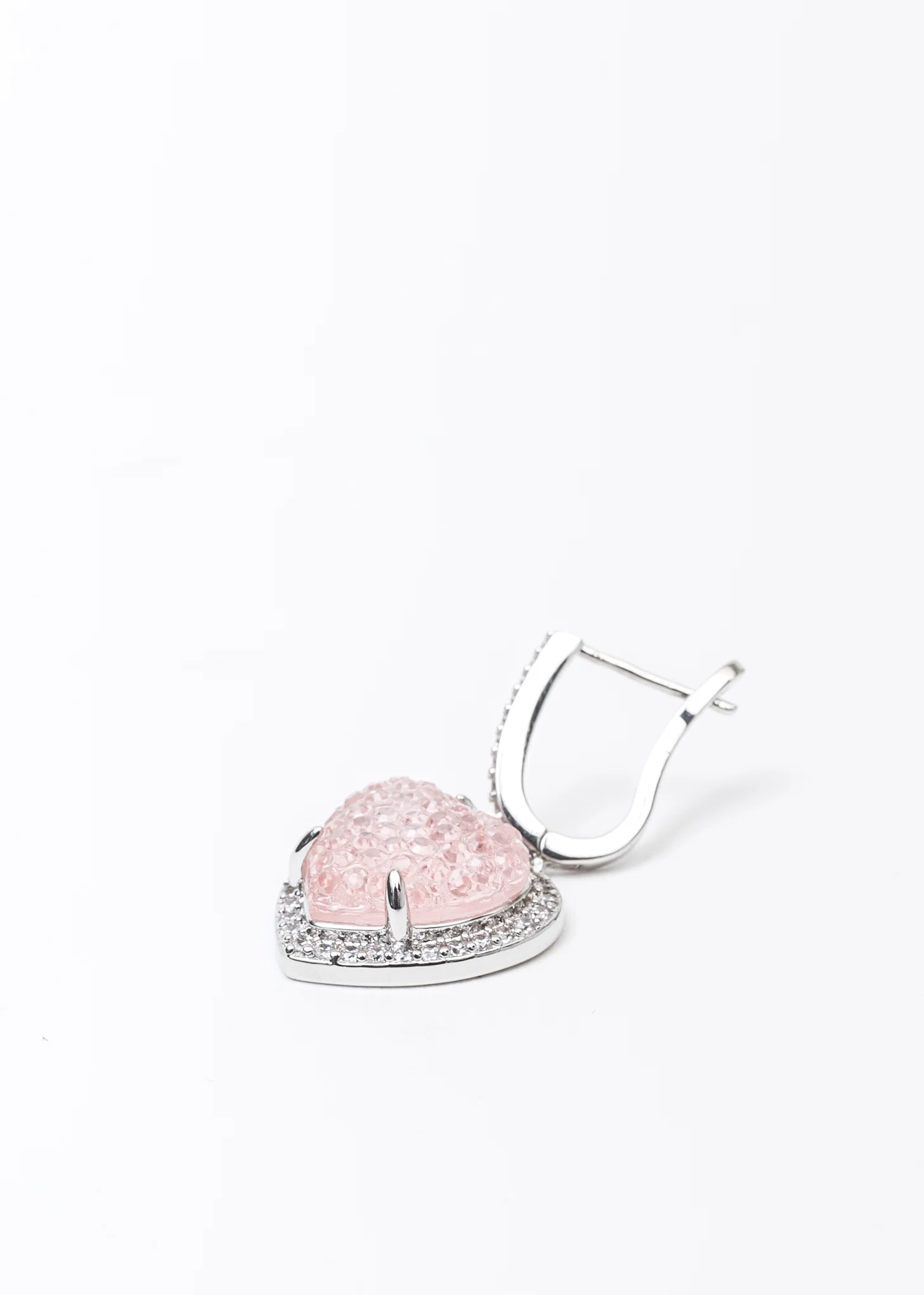 White Rhinestone And Pink Heart Earring - Single - Image 4