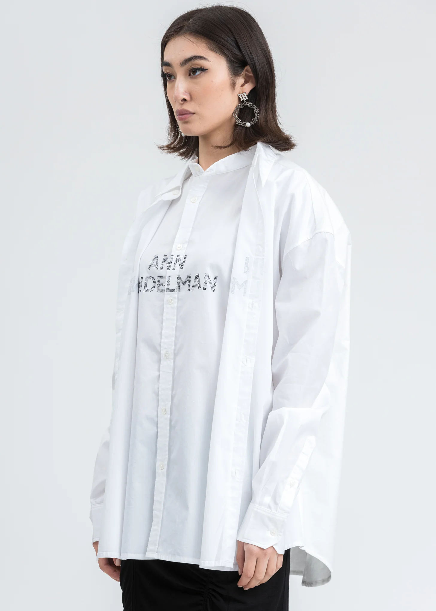 White Rhinestone Logo Shirt - Image 3