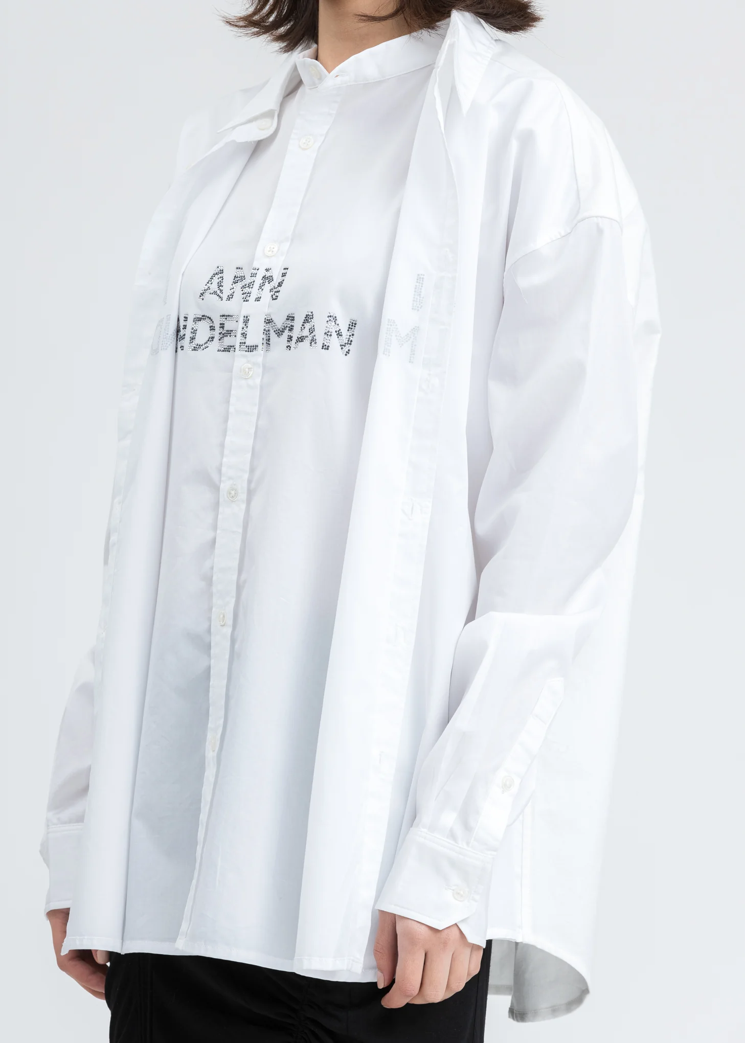 White Rhinestone Logo Shirt - Image 5