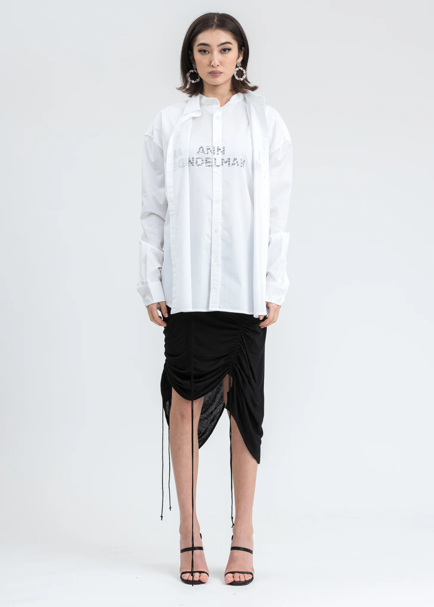 White Rhinestone Logo Shirt - Image 8