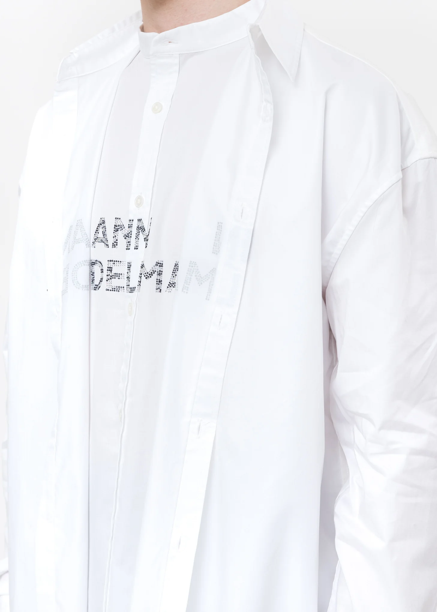 White Rhinestone Logo Shirt - Image 3