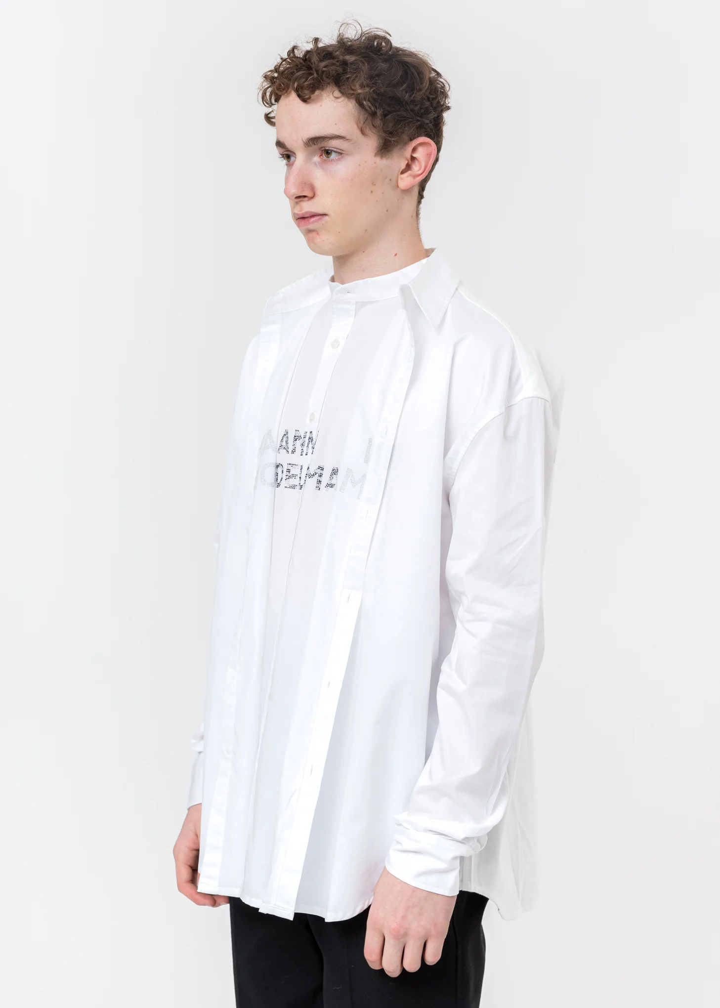 White Rhinestone Logo Shirt - Image 5