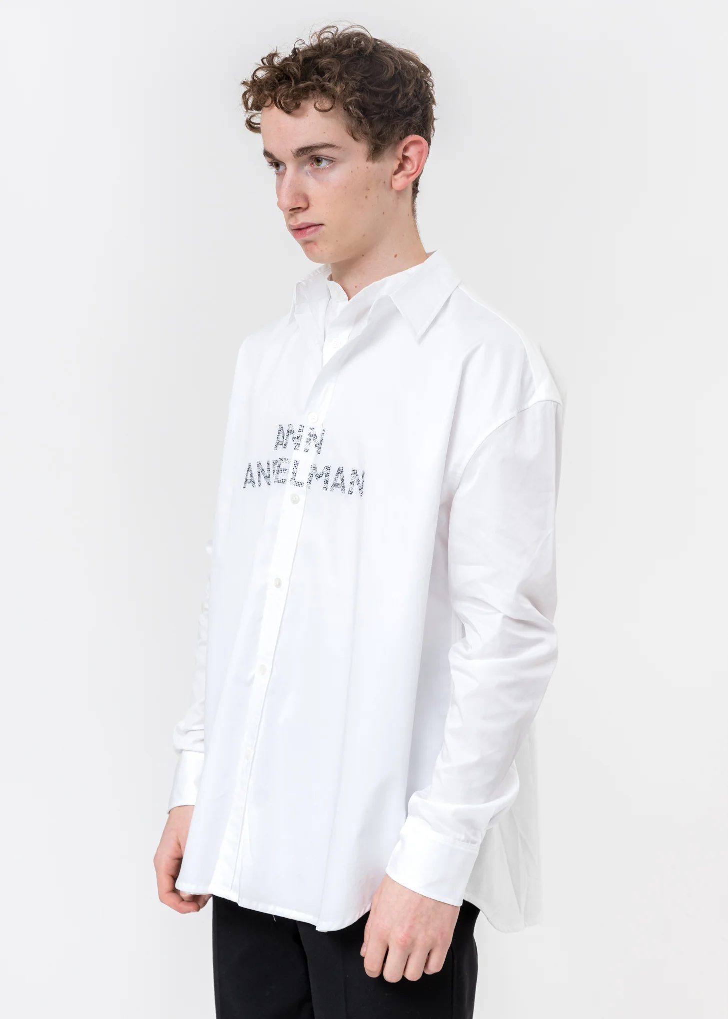 White Rhinestone Logo Shirt - Image 6