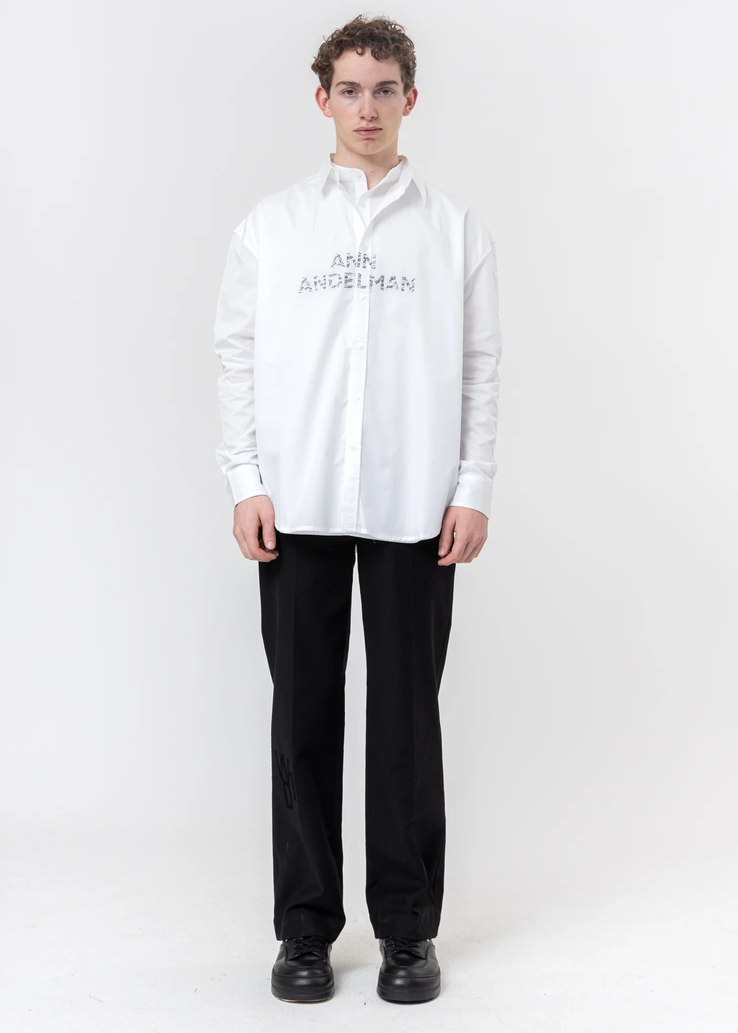 White Rhinestone Logo Shirt - Image 8