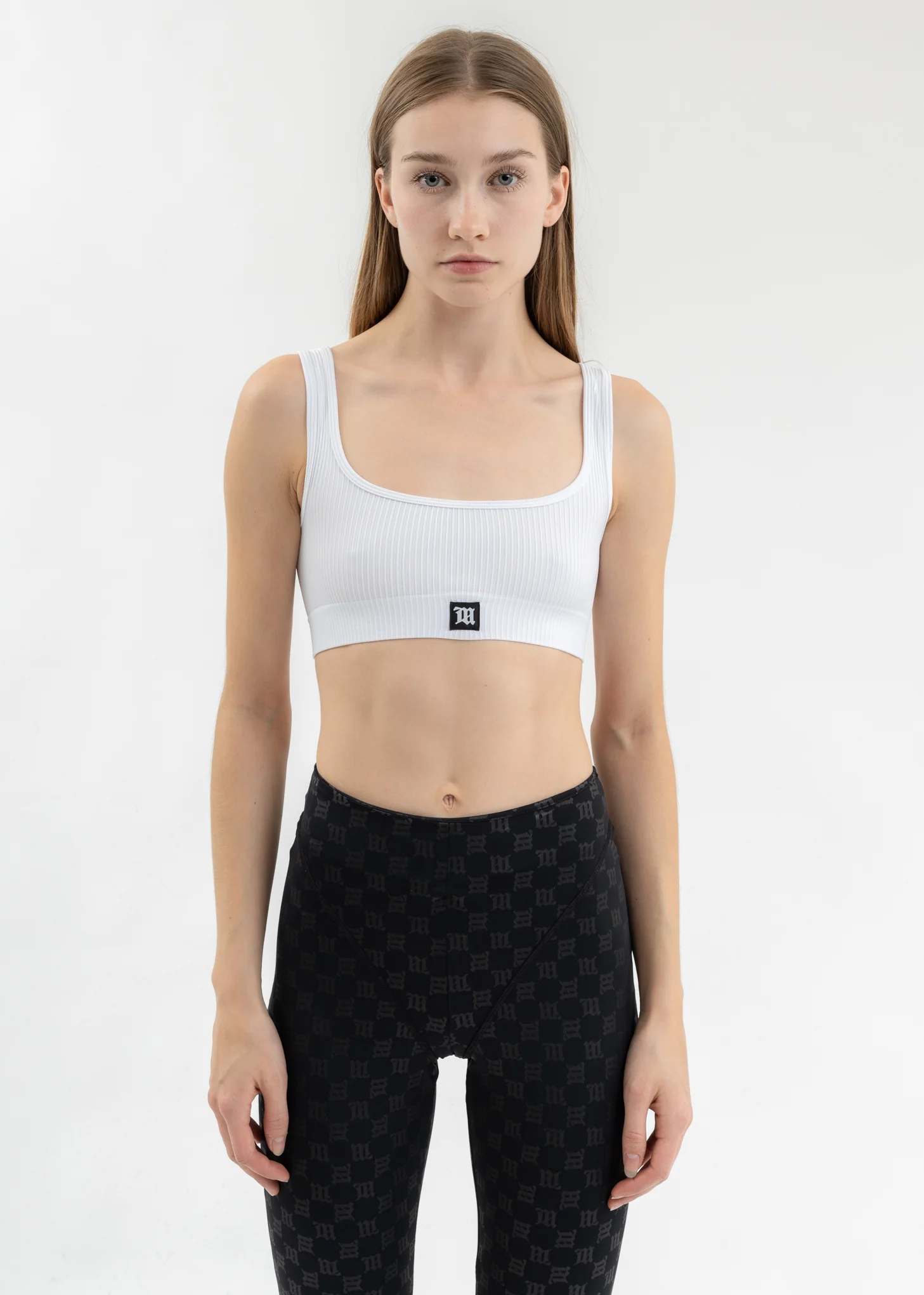 WHITE RIBBED SEAMLESS BRALETTE
