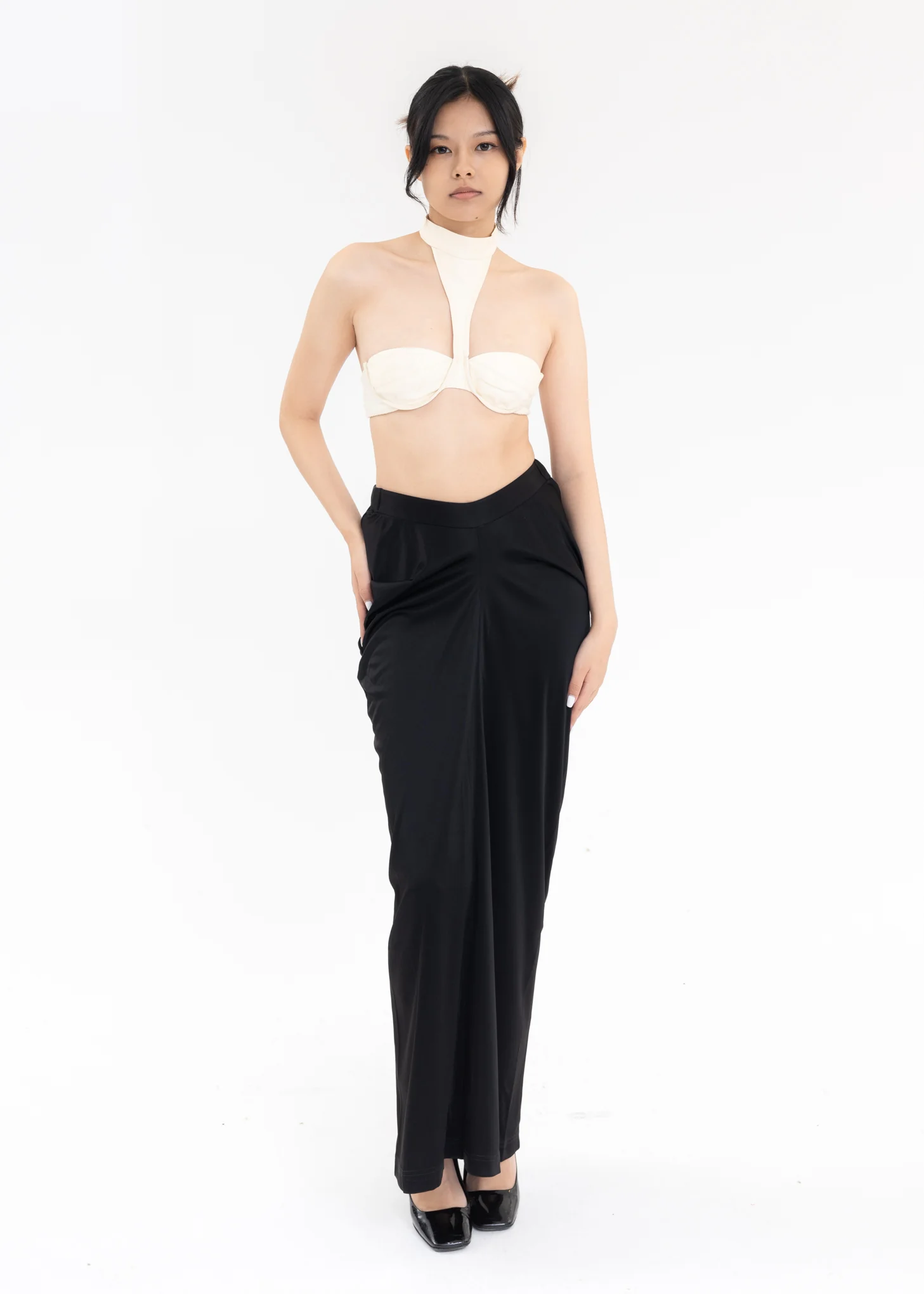 White Round Neck Velvet Bra Top - Image 5
