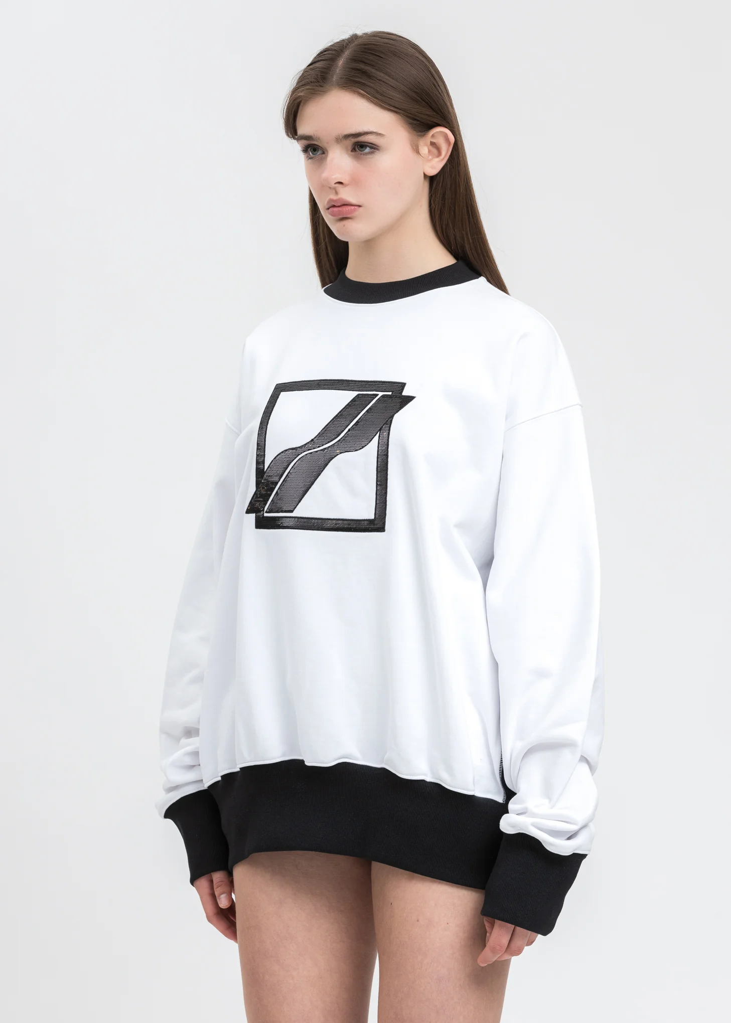 White Sequin Logo Sweater - Image 3