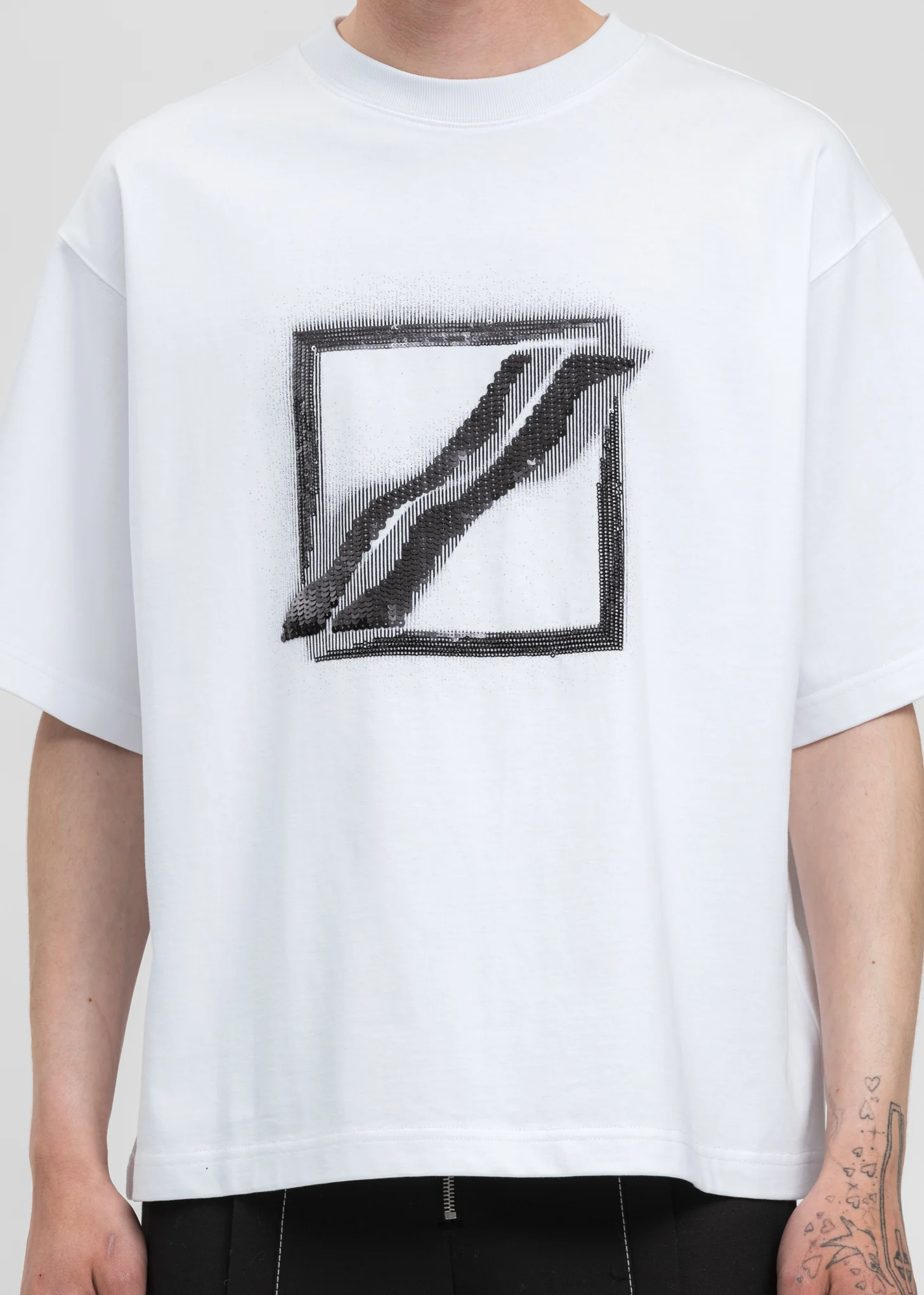White Sequins Logo T-Shirt - Image 2