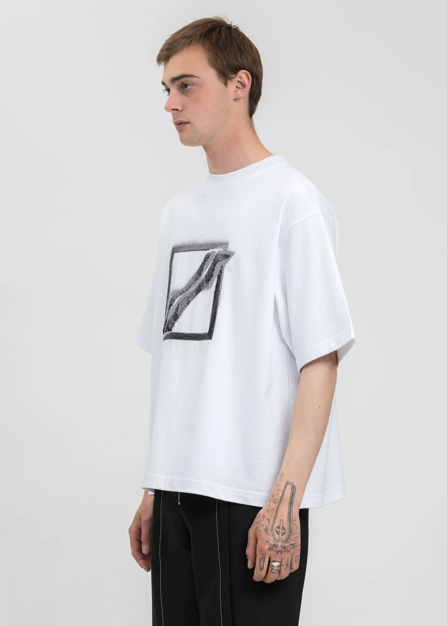 White Sequins Logo T-Shirt - Image 3