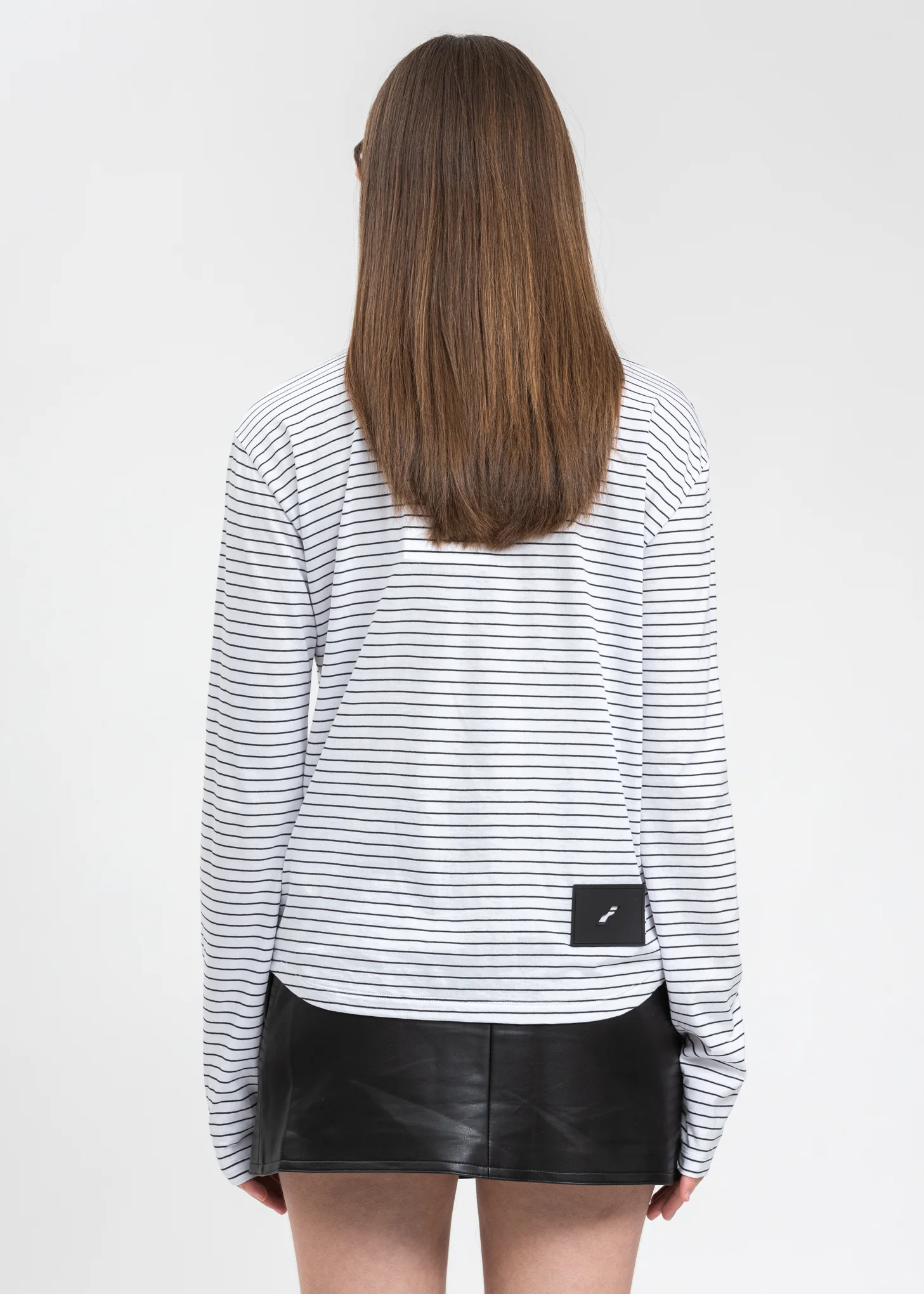 White Sequins Trim Neck Stripe Long Sleeve - Image 3