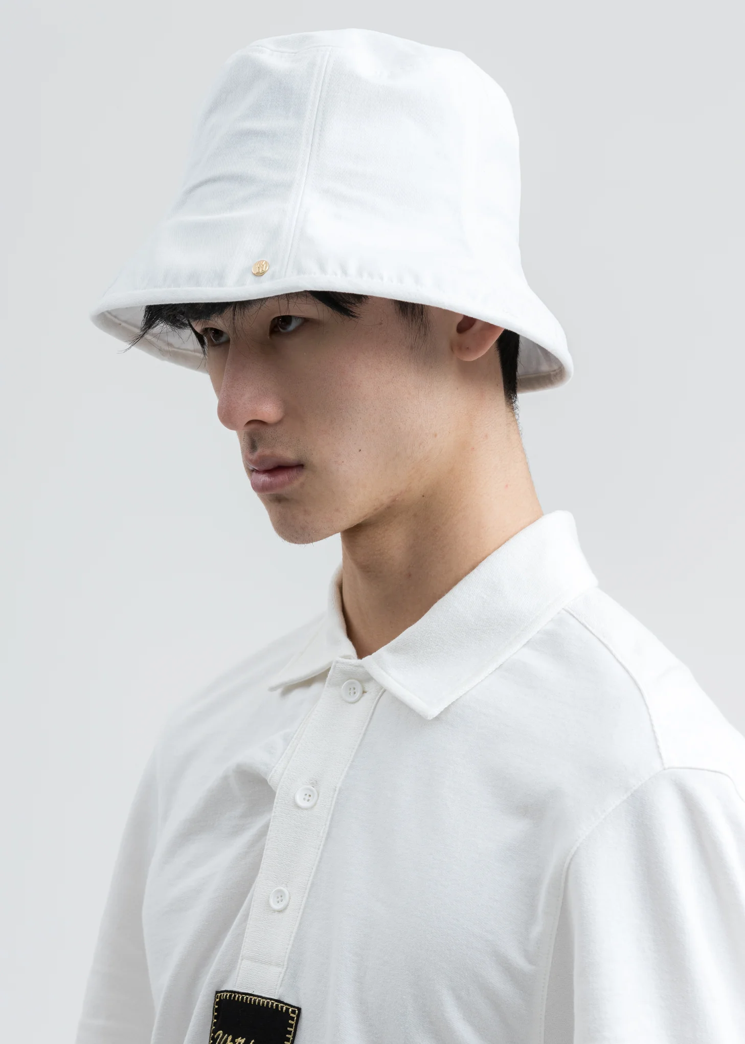 White Seven Panel Bucket Hat - Image 3