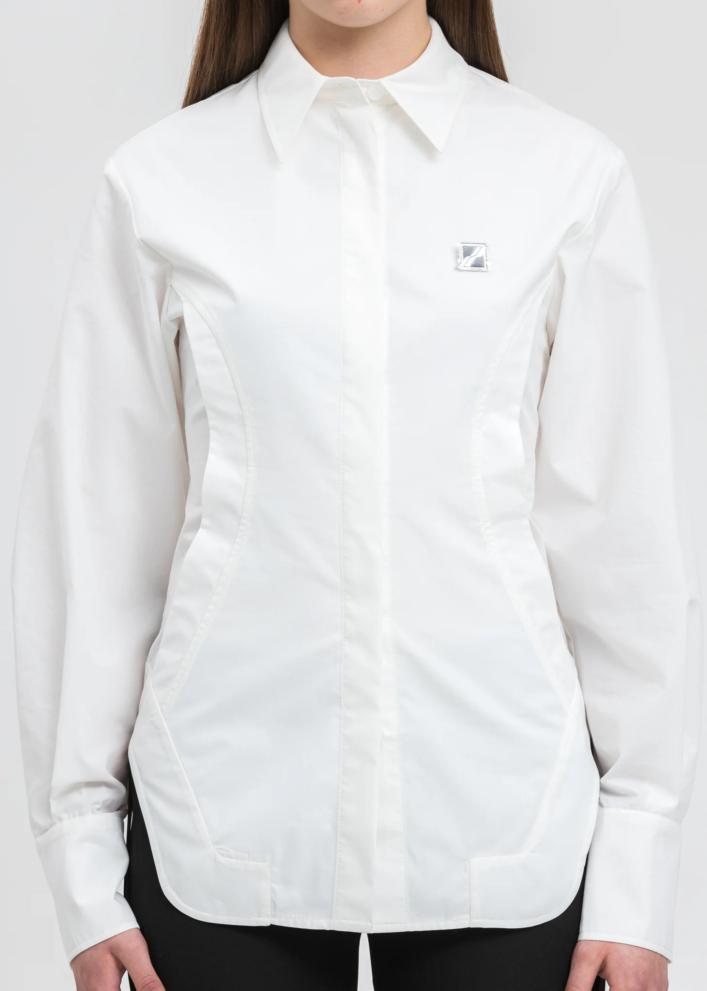 White Fitted Side Flap Shirt - Image 2