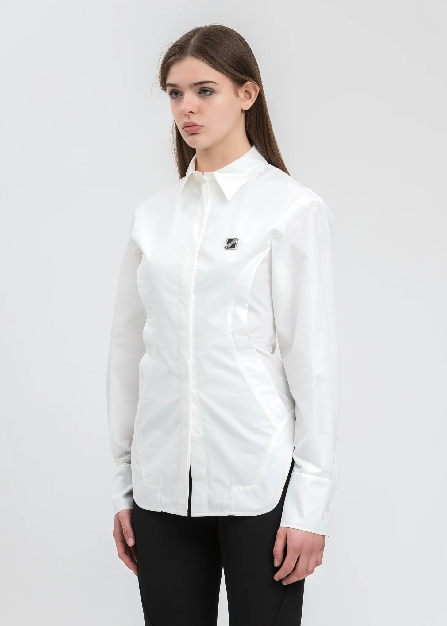 White Fitted Side Flap Shirt - Image 3
