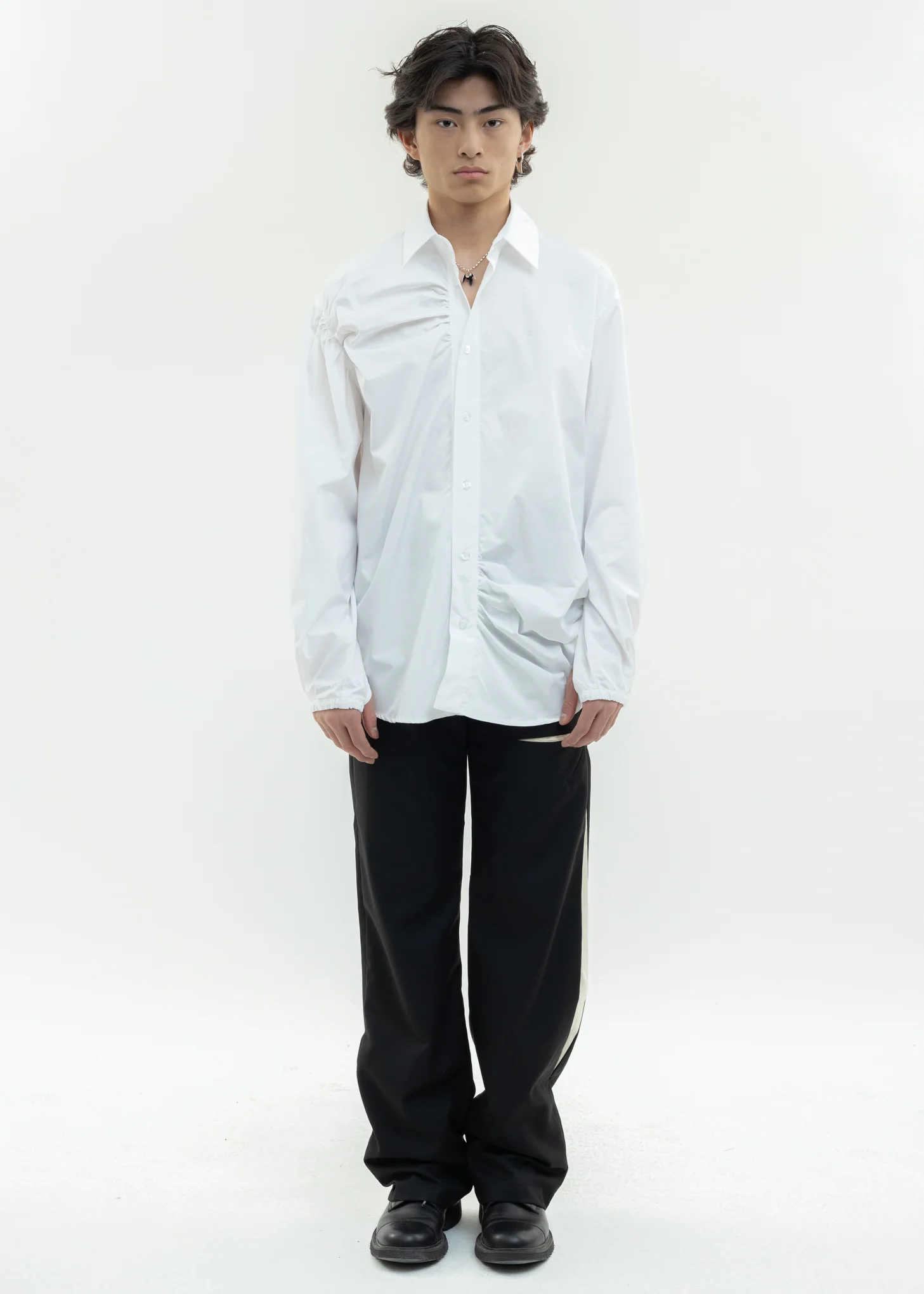 White Shirt With Shirring Detail - Image 6