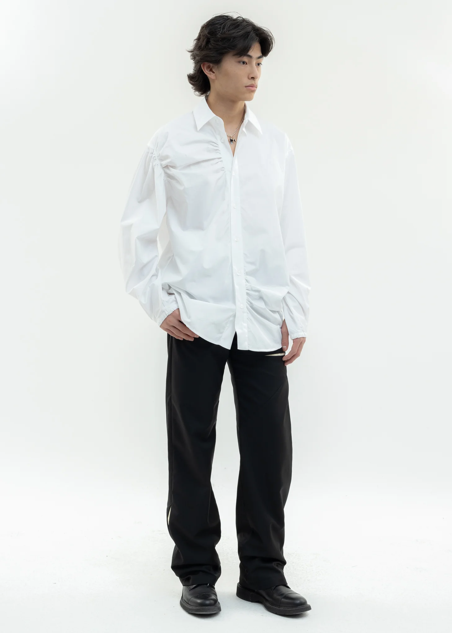White Shirt With Shirring Detail - Image 8