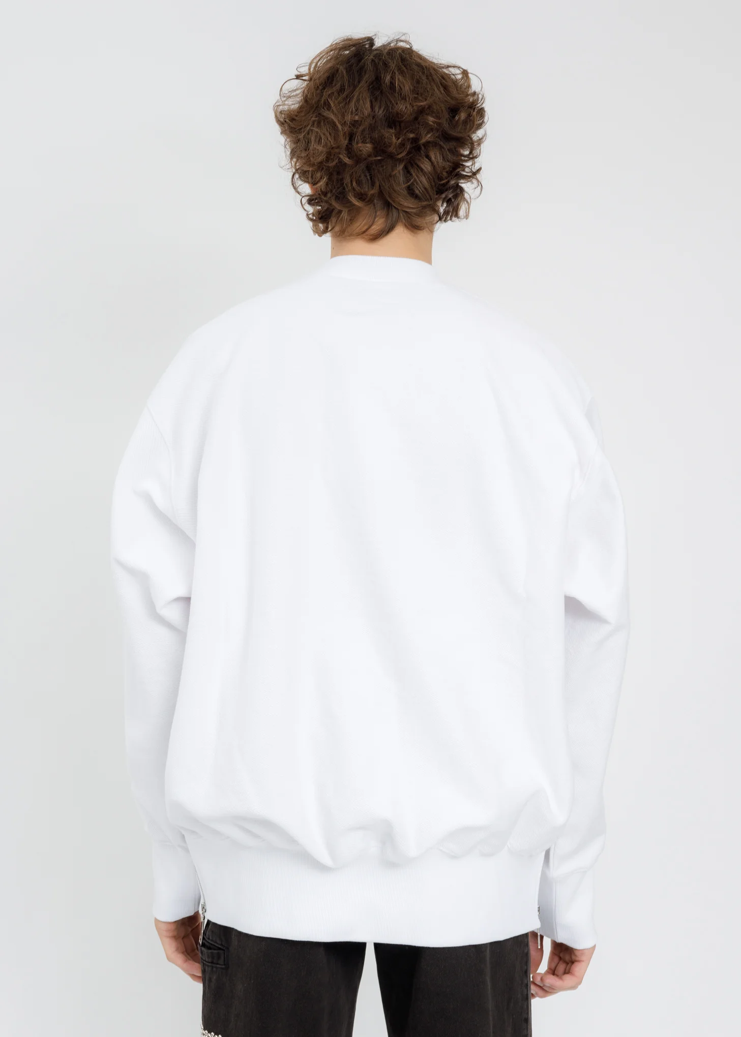 White Side Zip UP Necklace Sweatshirt - Image 4