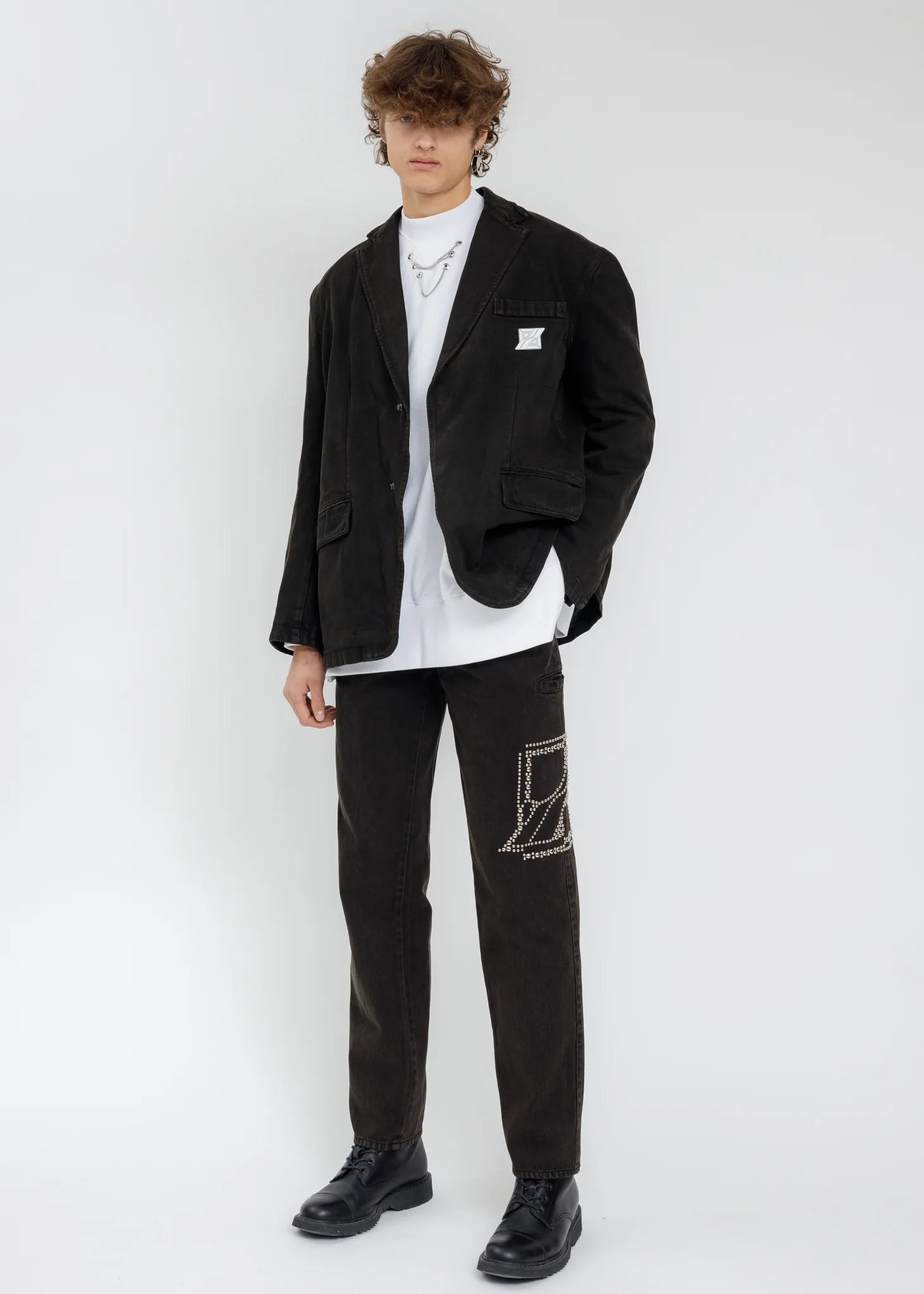 White Side Zip UP Necklace Sweatshirt - Image 7