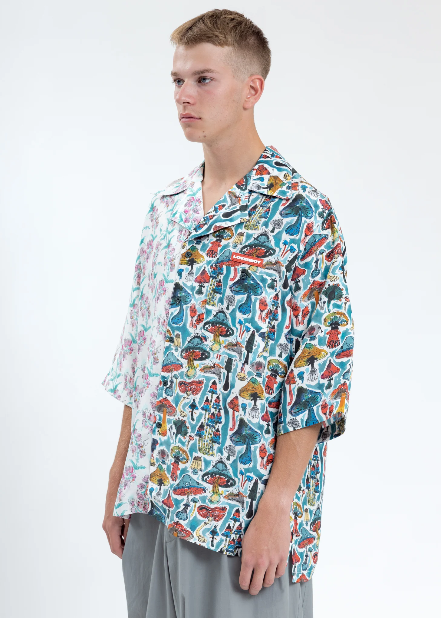 White Silk Hawaiian Hand Drawn Shirt - Image 3