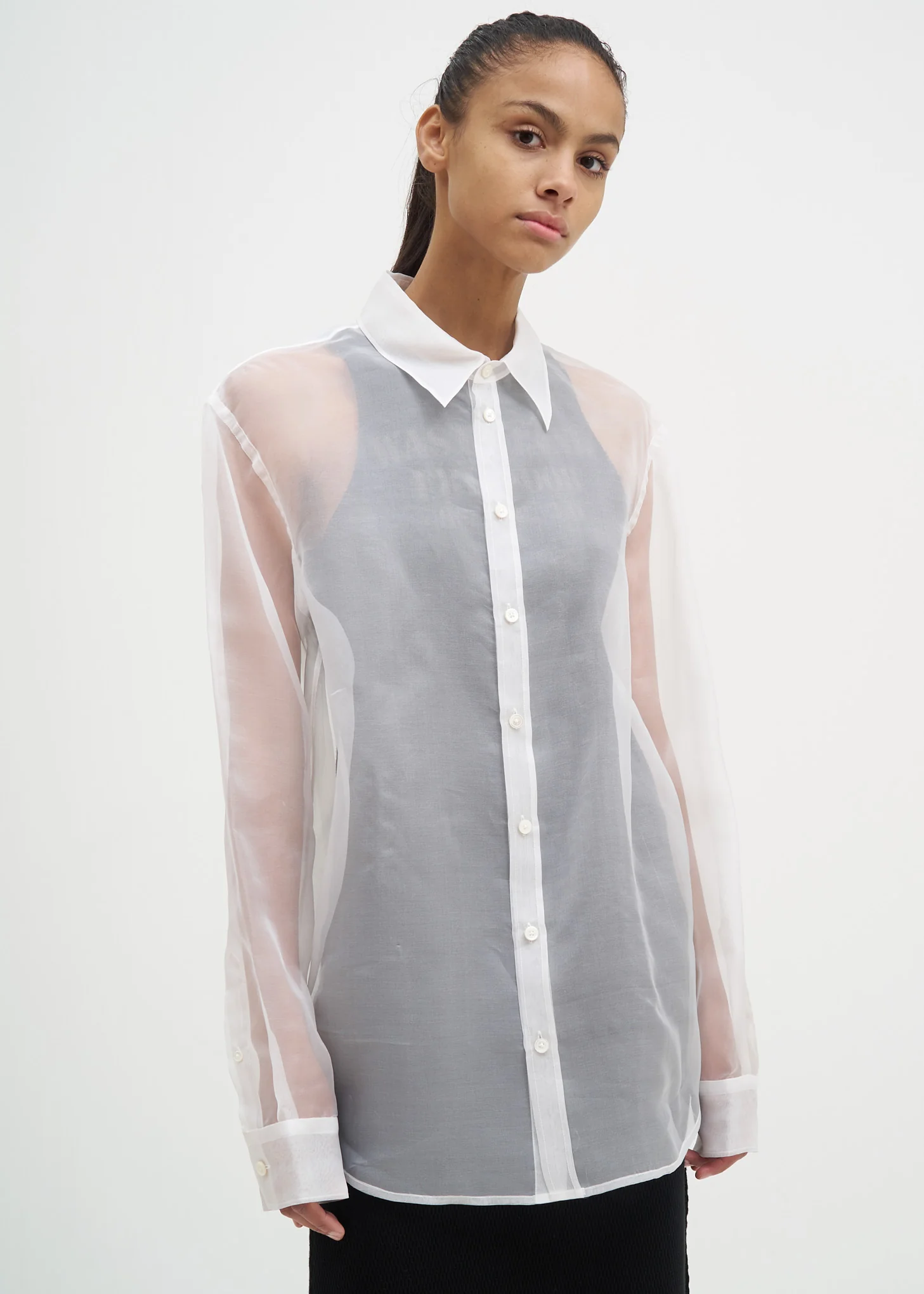 White Silk Logo Shirt - Image 2