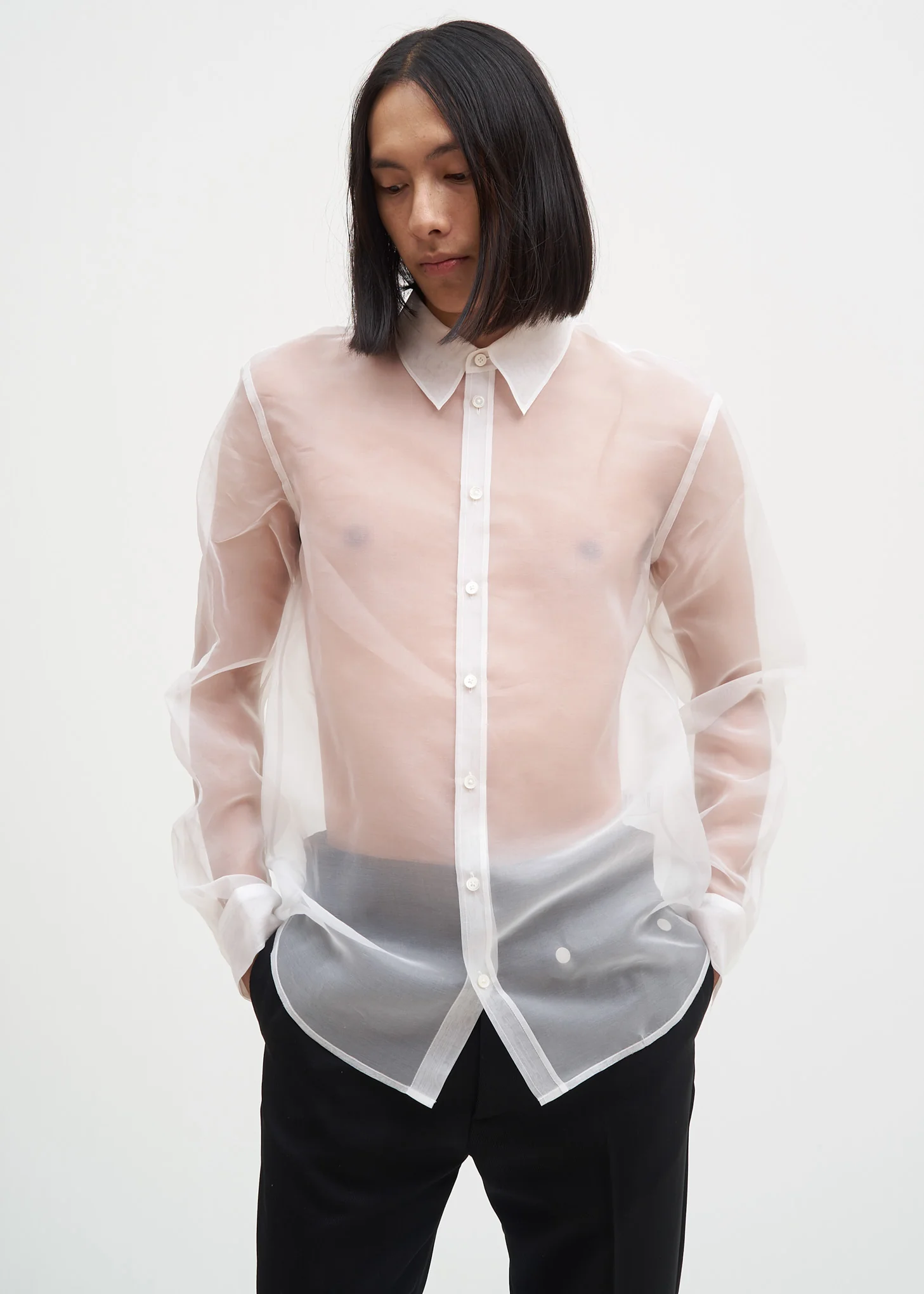 White Silk Logo Shirt - Image 4