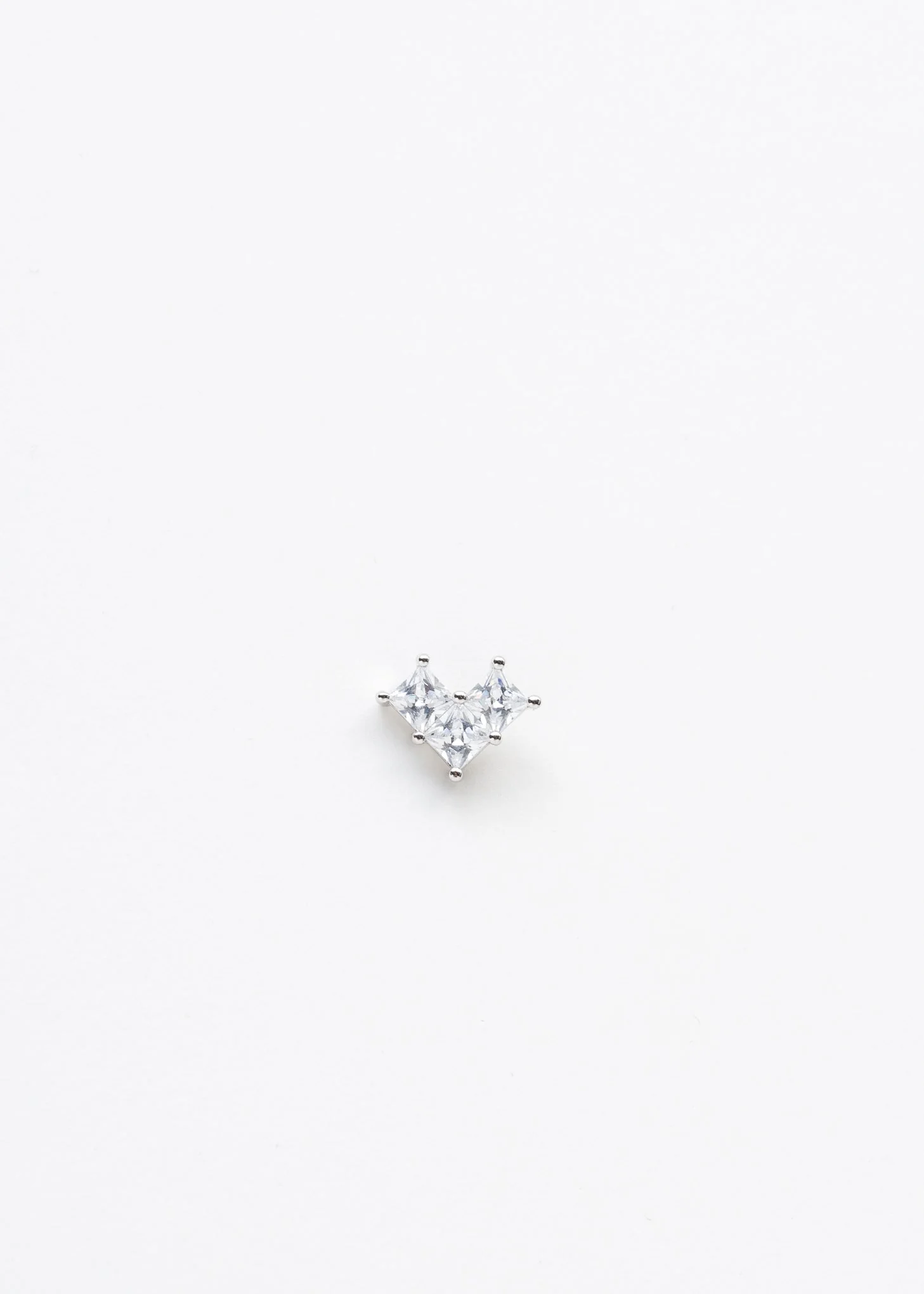 White Single Rhinestone Heart Earring - Single