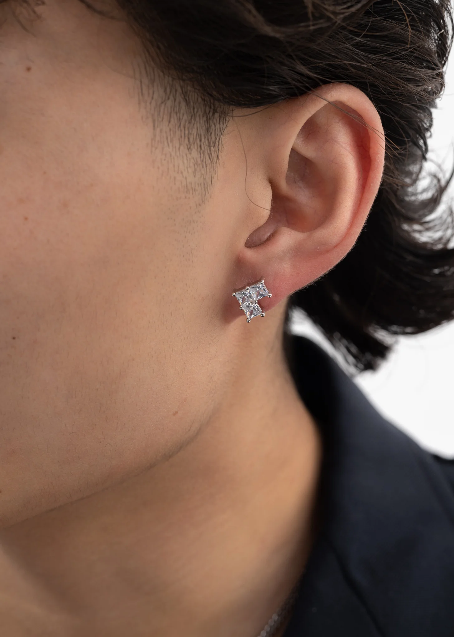 White Single Rhinestone Heart Earring - Single - Image 3