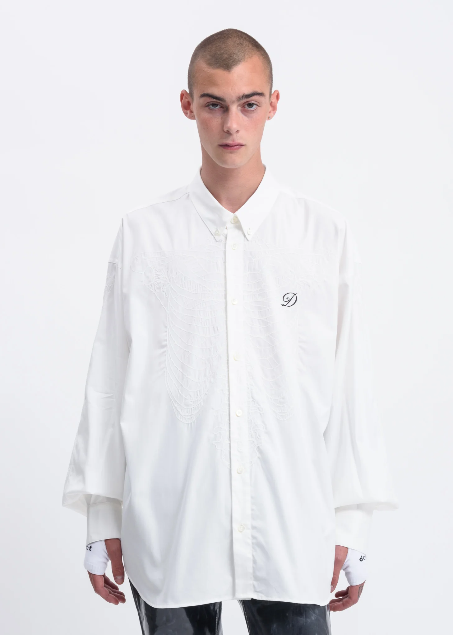 White Skeleton Embroidered Shirt