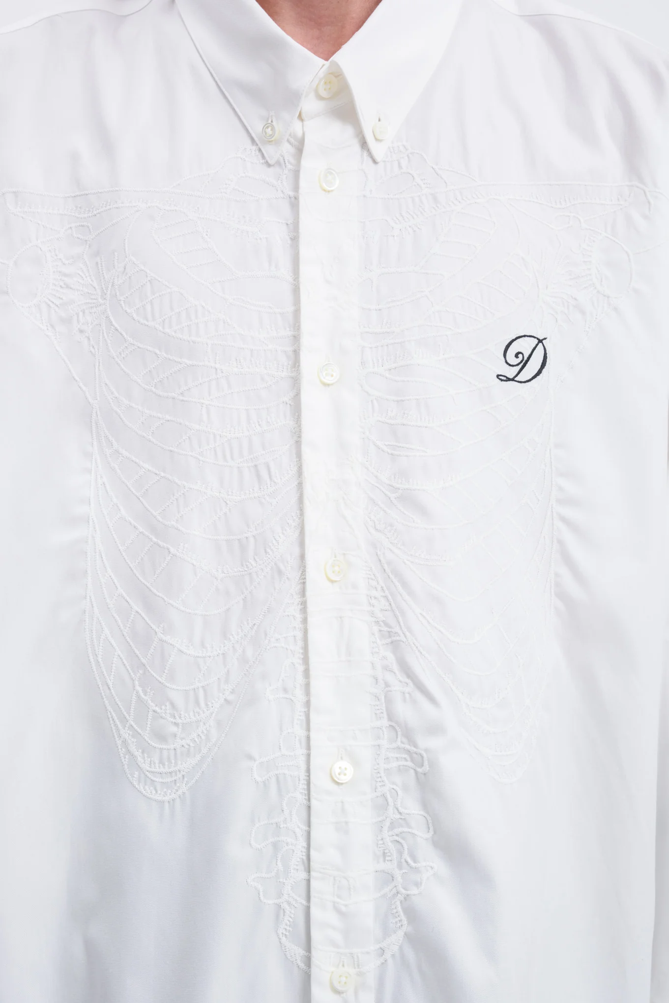 White Skeleton Embroidered Shirt - Image 3