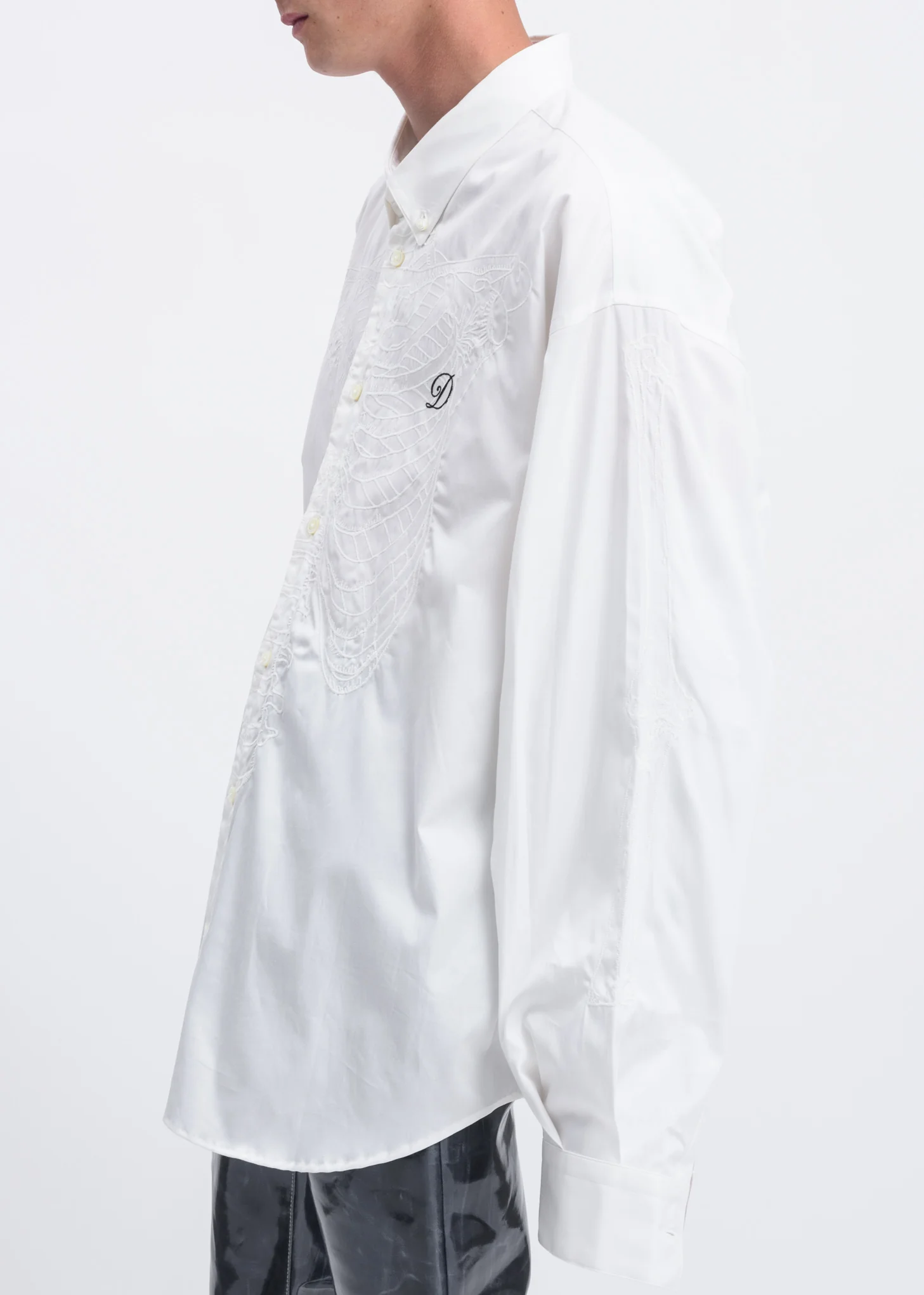 White Skeleton Embroidered Shirt - Image 4