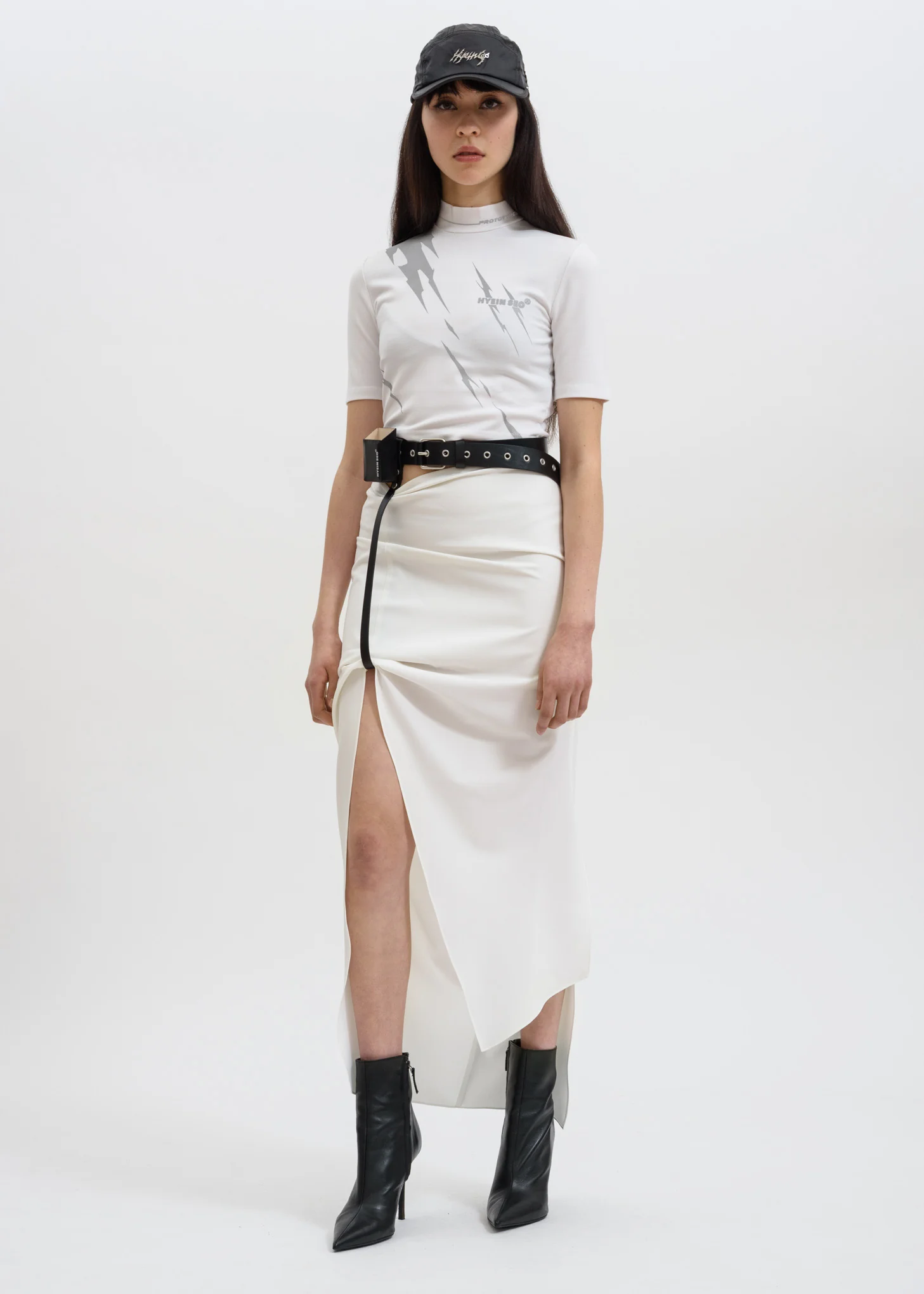 White Skirt w/ Leather Belt - Image 2