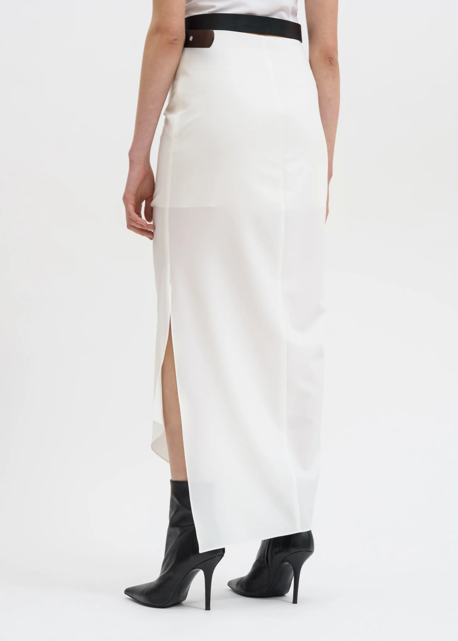 White Skirt w/ Leather Belt - Image 3