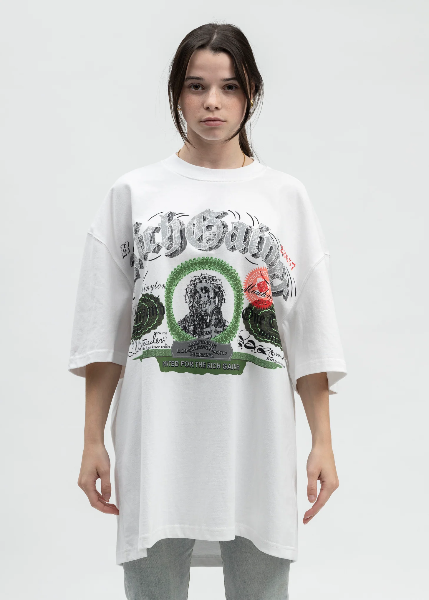 WHITE SKULL DOLLAR  T-SHIRT
