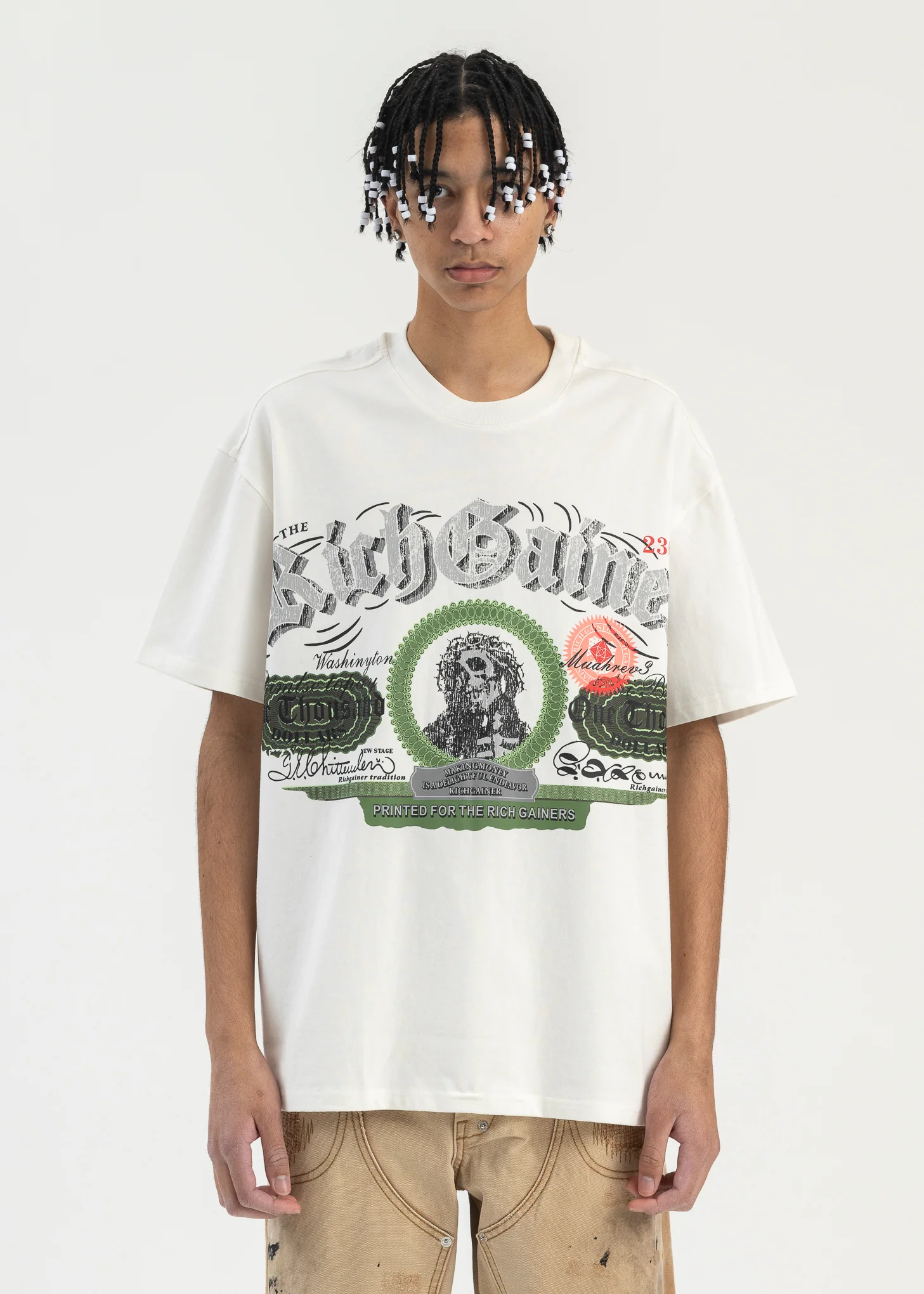WHITE SKULL DOLLAR  T-SHIRT
