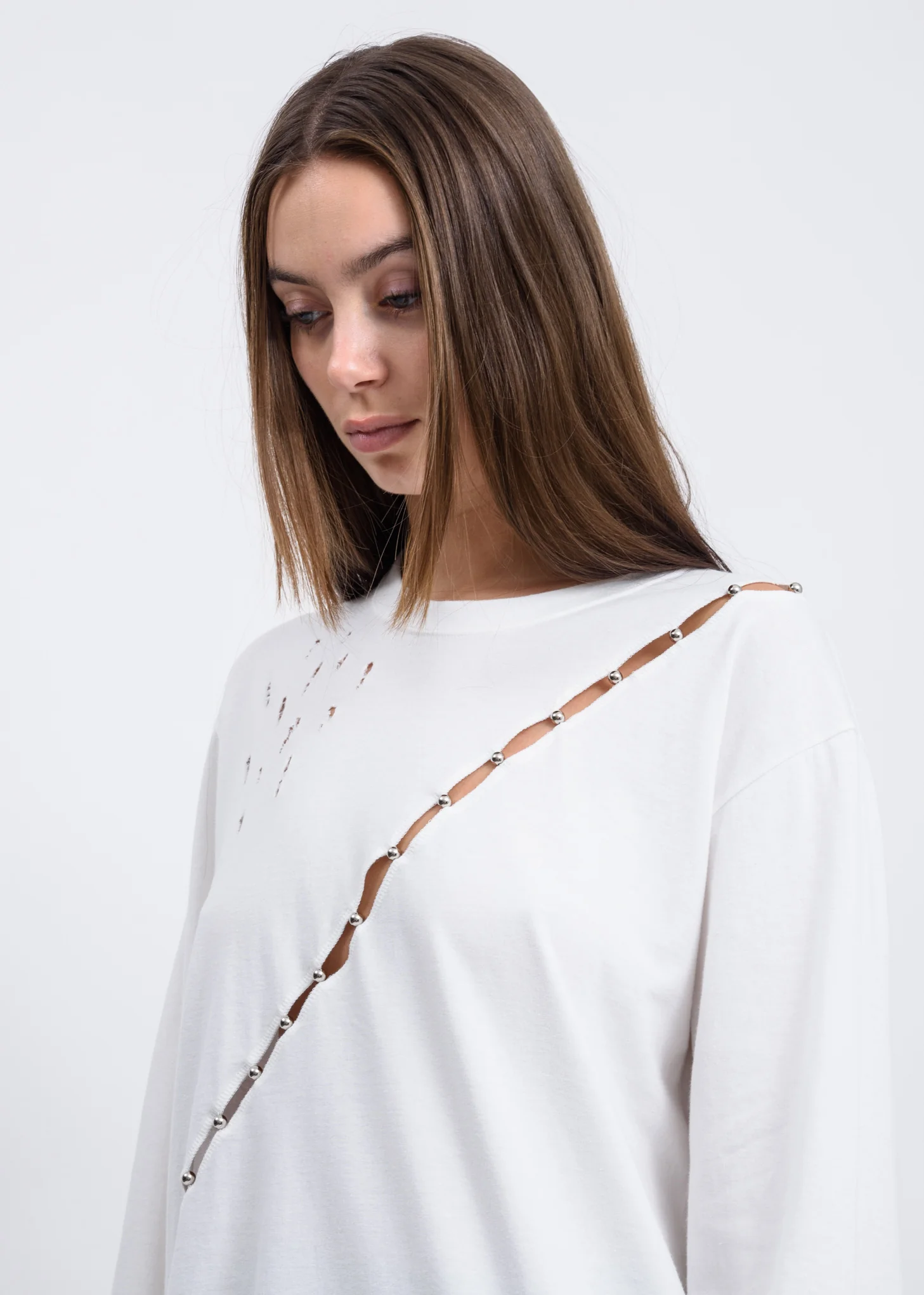 White Slashed Long Sleeves - Image 4