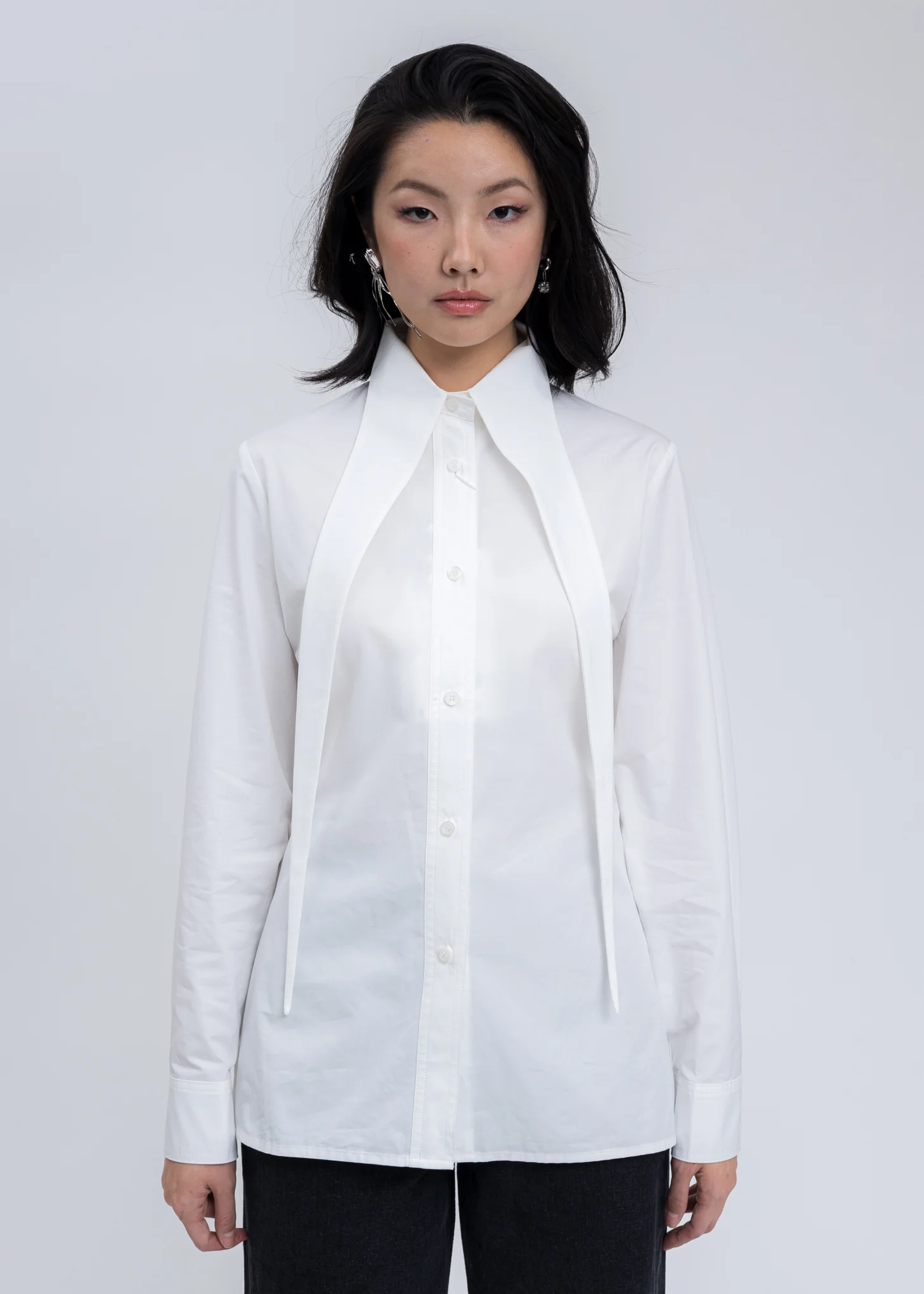 White Slim Fitneo Elf Collar Shirt