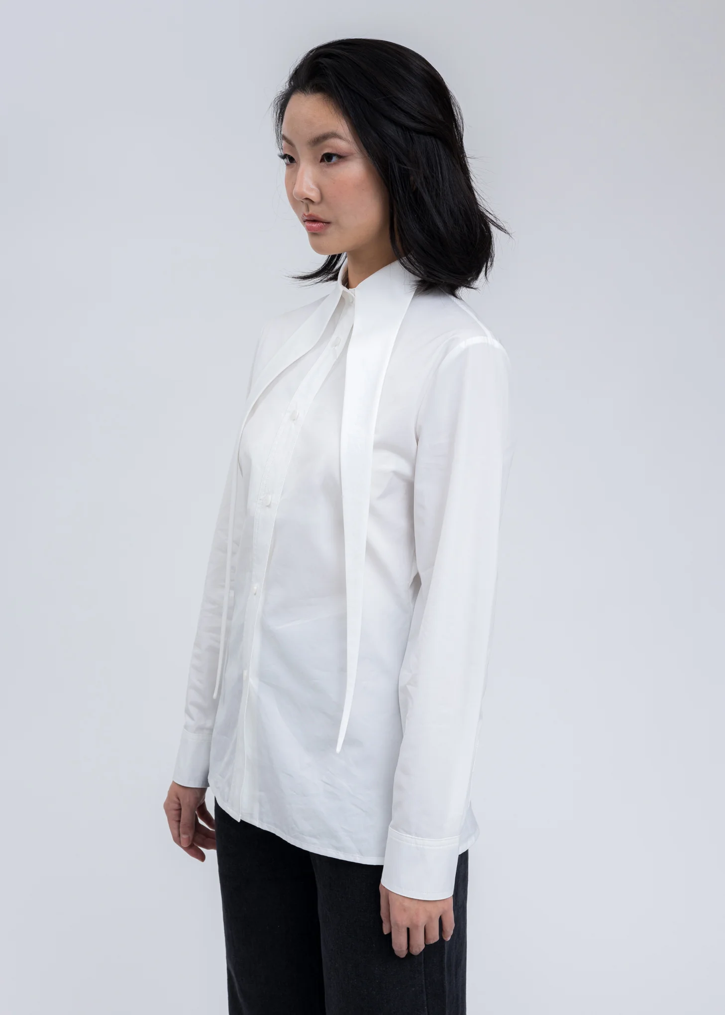 White Slim Fitneo Elf Collar Shirt - Image 3