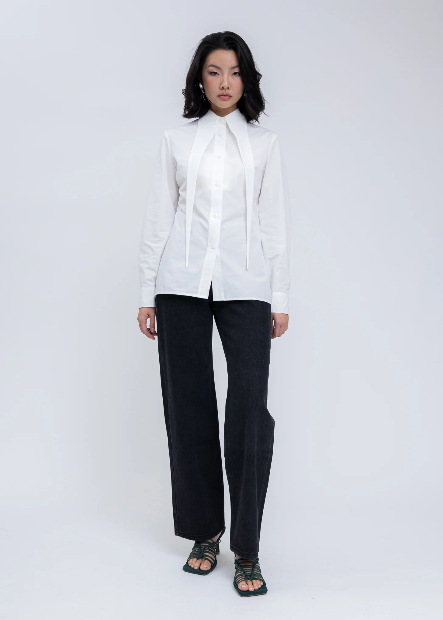 White Slim Fitneo Elf Collar Shirt - Image 5